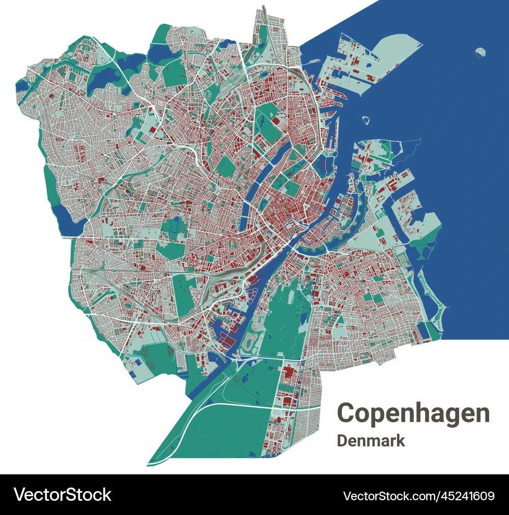 Copenhagen Map Detailed Of City Royalty Free Vector VectorStock
