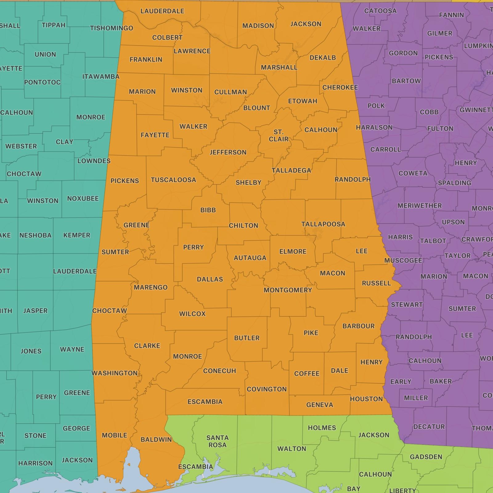 alabama map by county