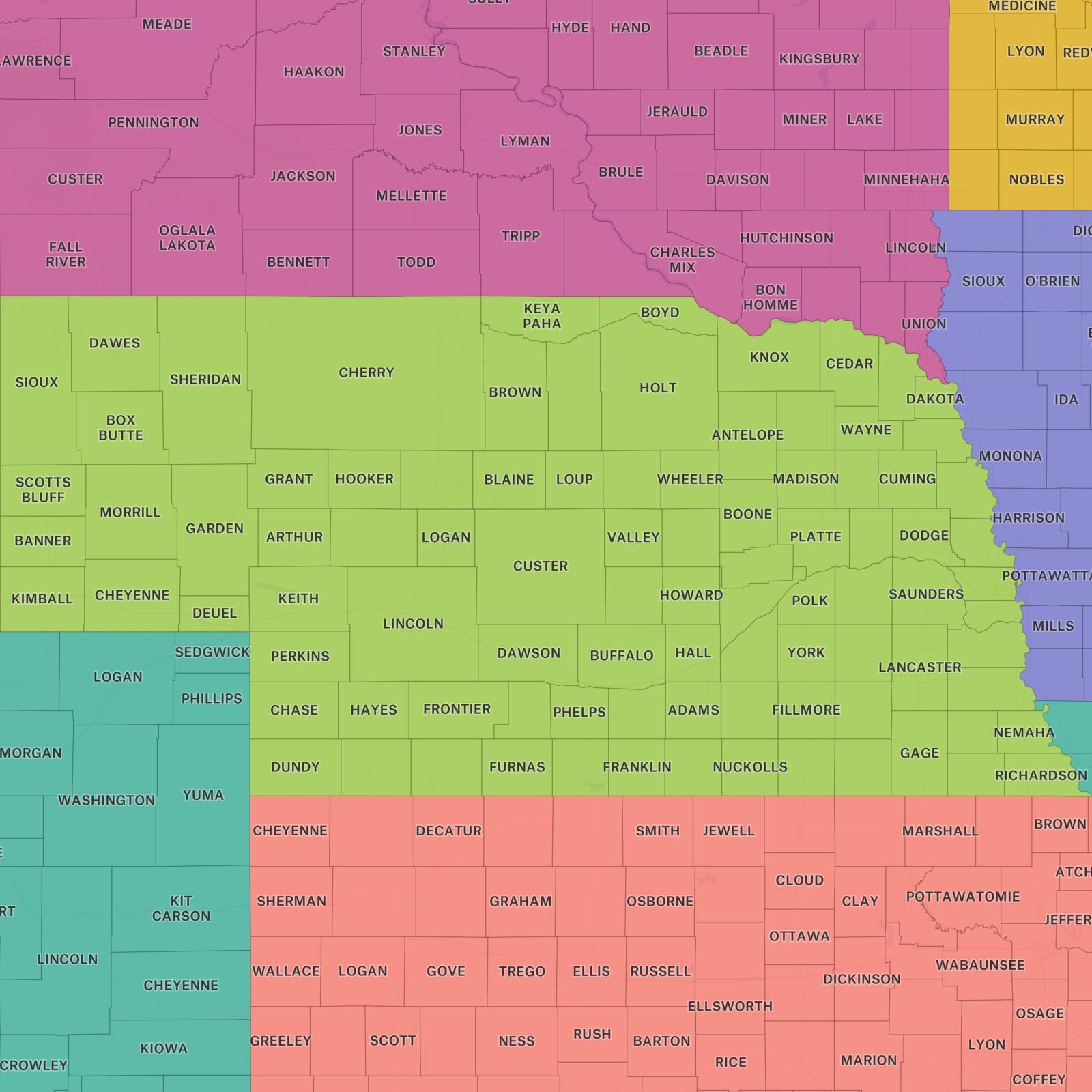 counties in nebraska map