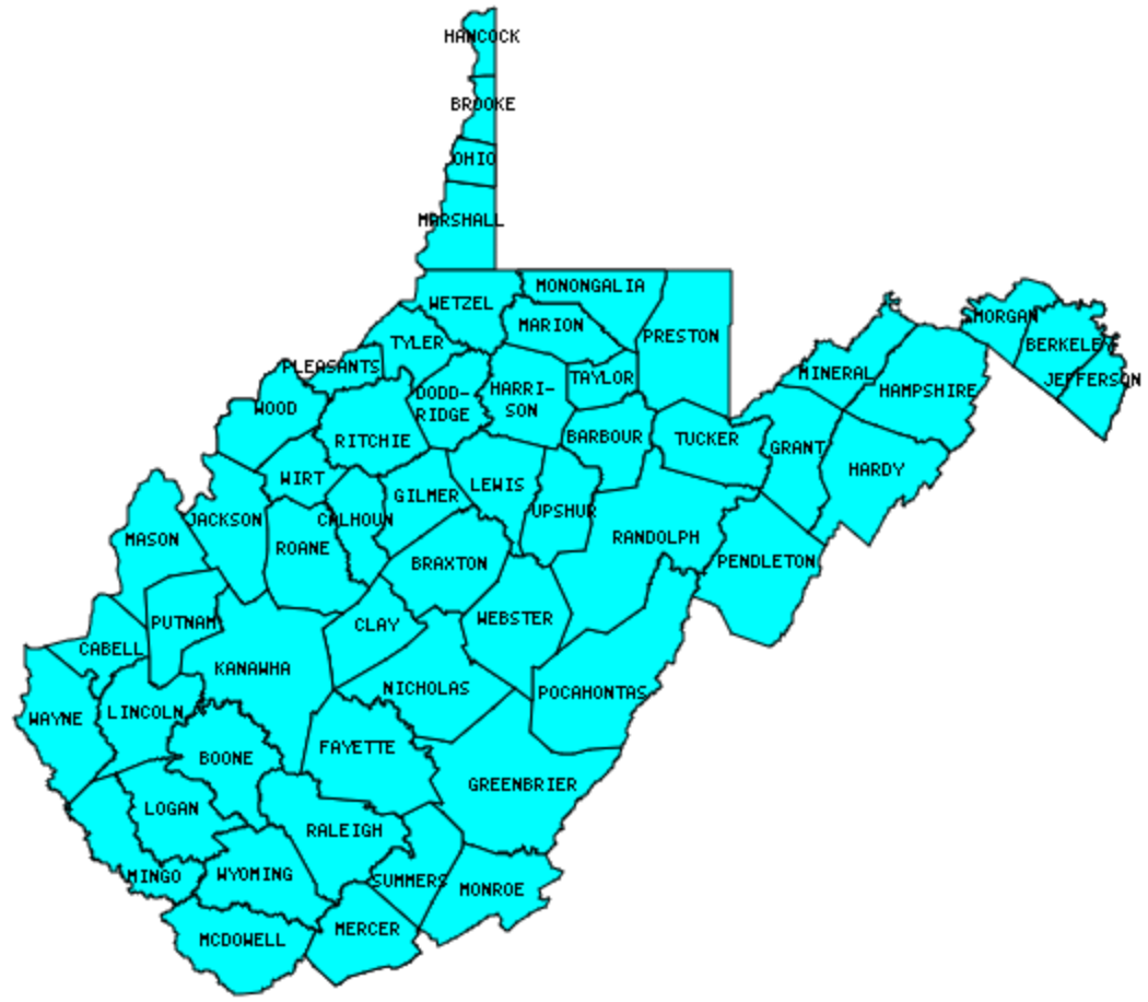 county map of wv county map of wv