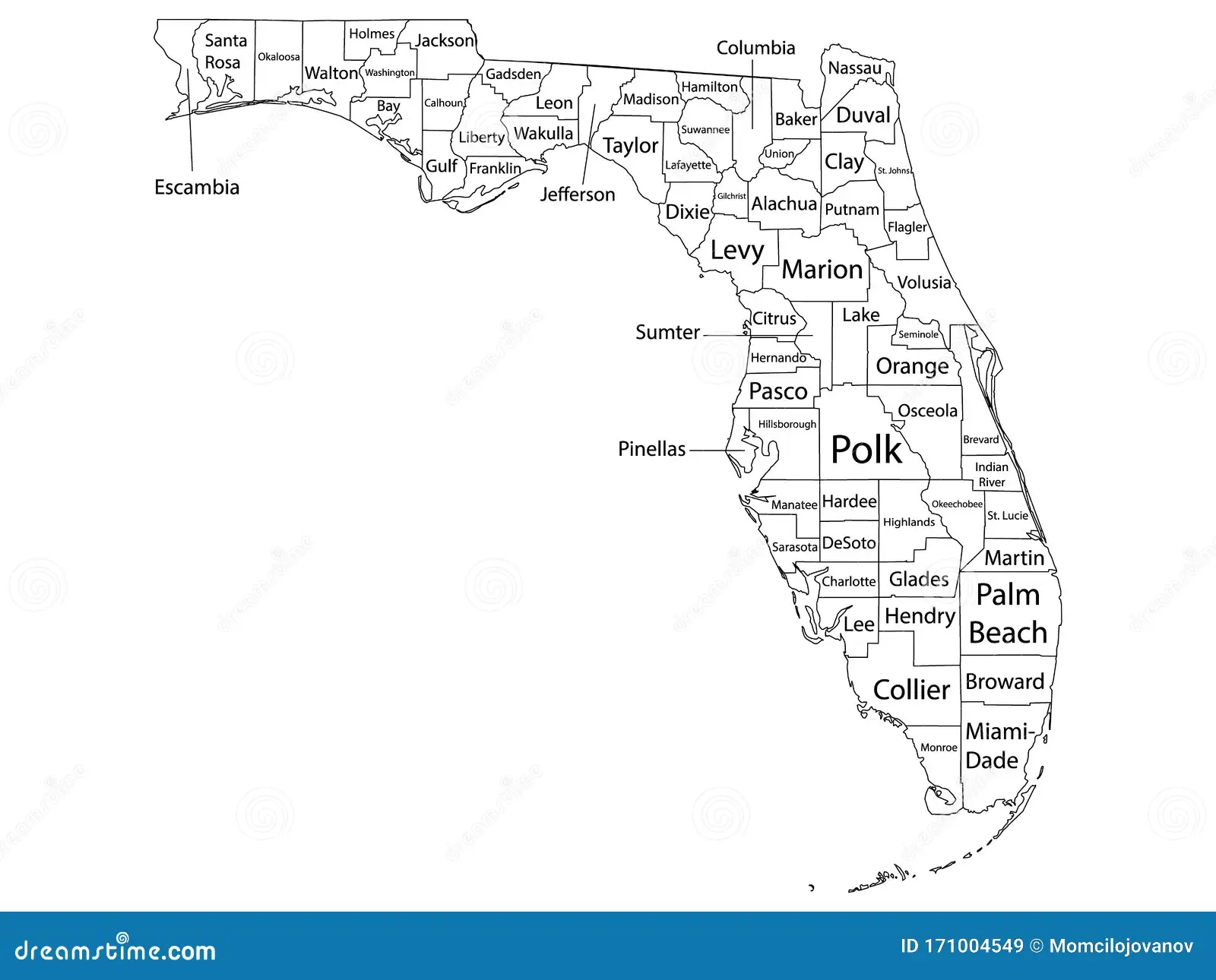 Counties Map Of US State Of Florida Stock Vector Illustration Of Delaware Colorado 171004549 Counties Map Of US State Of Florida Stock Vector Illustration Of Delaware Colorado 171004549