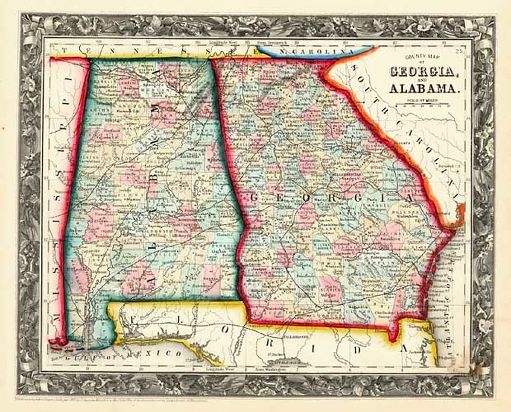 County Map Of Georgia And Alabama RUDERMAN Maps County Map Of Georgia And Alabama RUDERMAN Maps