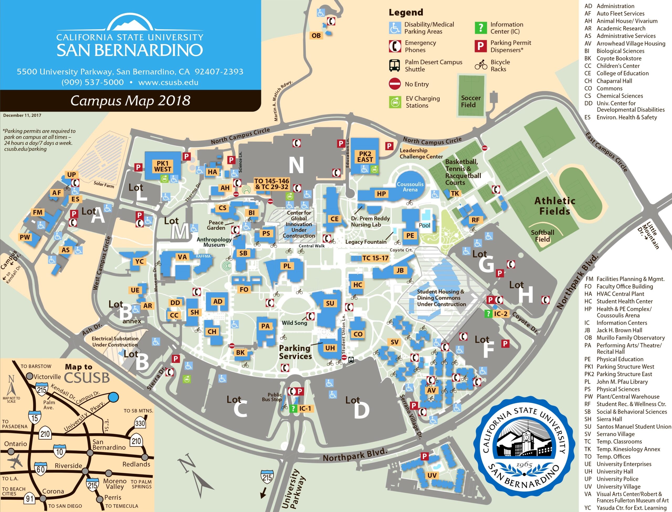 CSUSB Campus Map California State University San Bernardino Campus Map Ontheworldmap