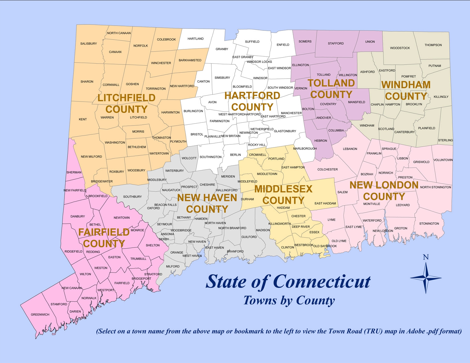 map of connecticut with counties