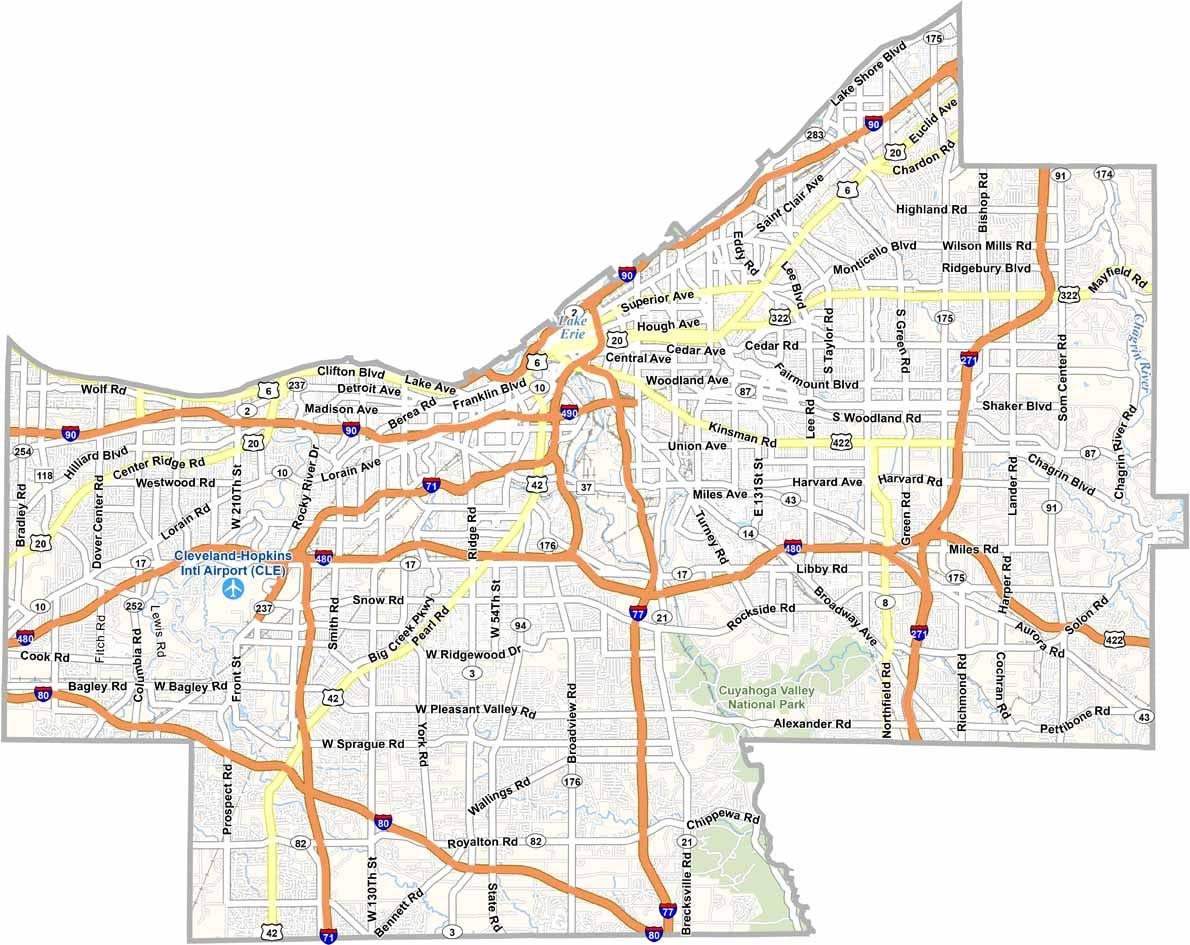 Cuyahoga County Map Ohio US County Maps Cuyahoga County Map Ohio US County Maps