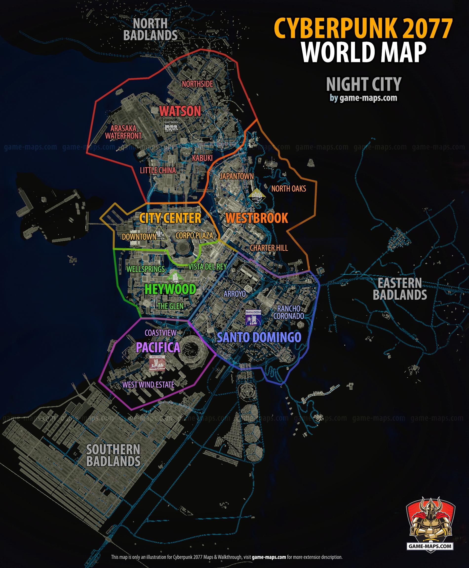 Cyberpunk 2077 World Map CP77 Night City Cyberpunk 2077 World Map CP77 Night City