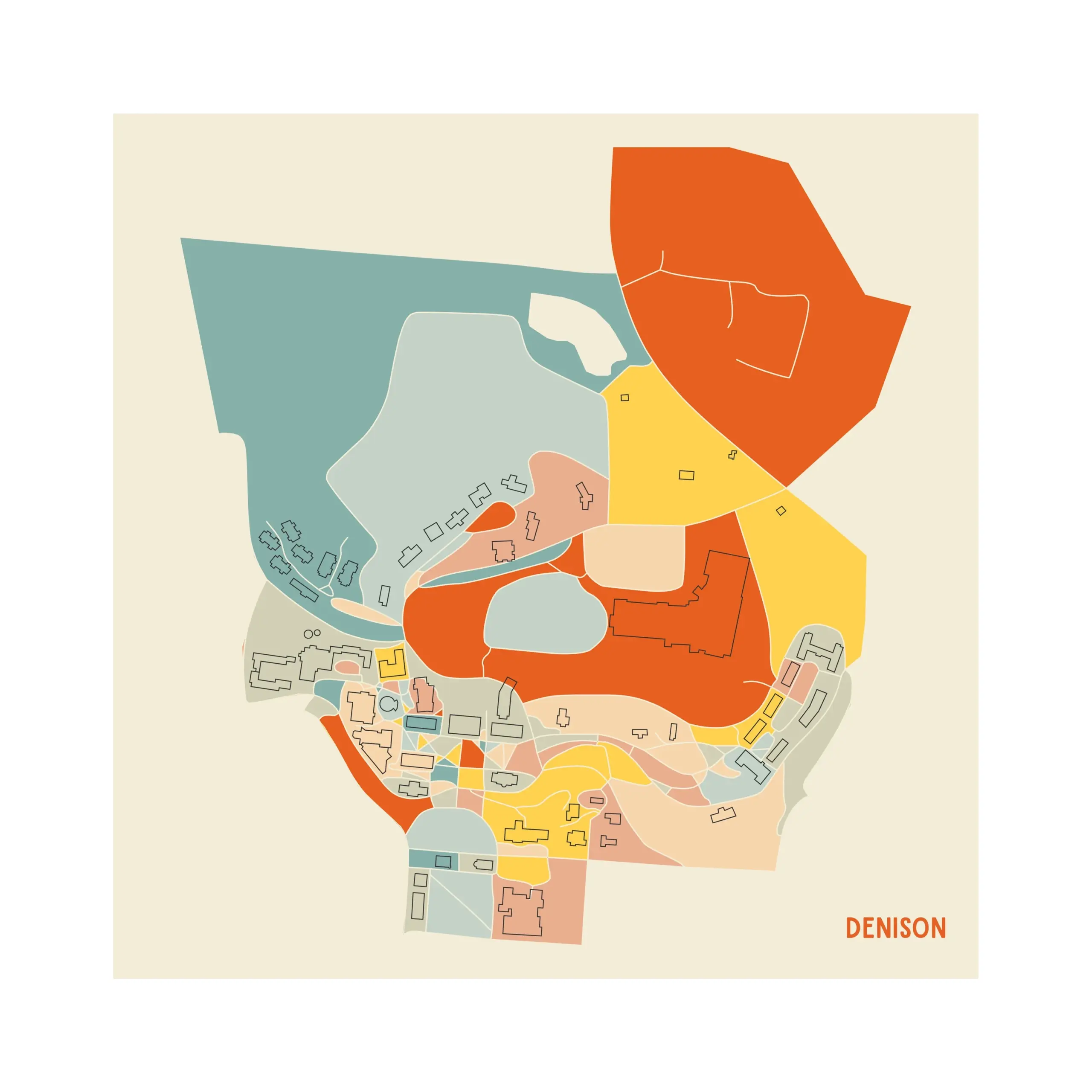 DENISON UNIVERSITY Campus Map Fine Art Gicl e Print Museum Quality Etsy