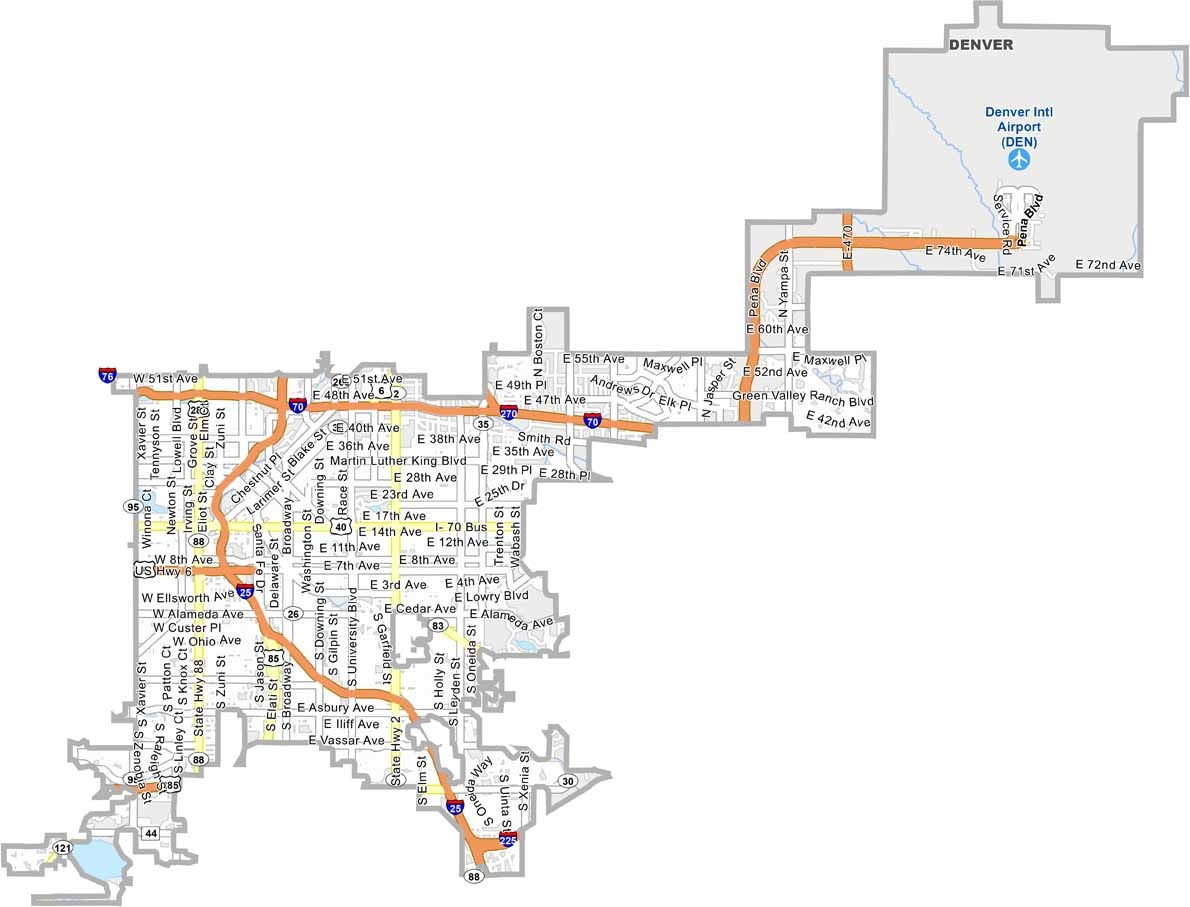 Denver County Map Colorado US County Maps