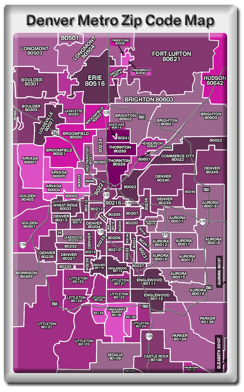 Denver Metro Zip Codes Map Denver Metro Zip Codes Map