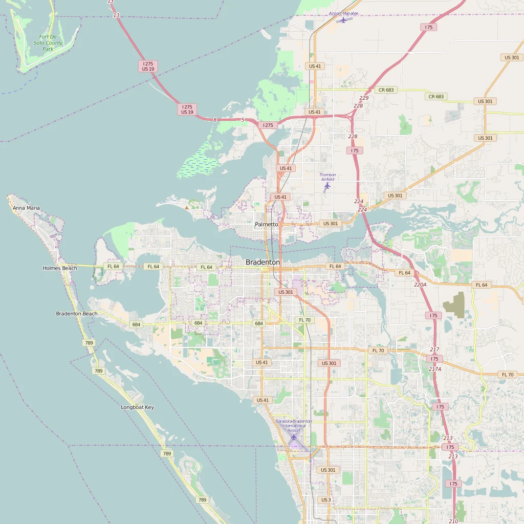 Detailed Editable Vector Map Of Bradenton Map Illustrators