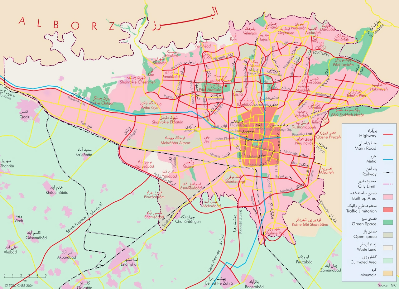 Detailed General Map Of Tehran City Tehran Iran Asia Mapsland Maps Of The World