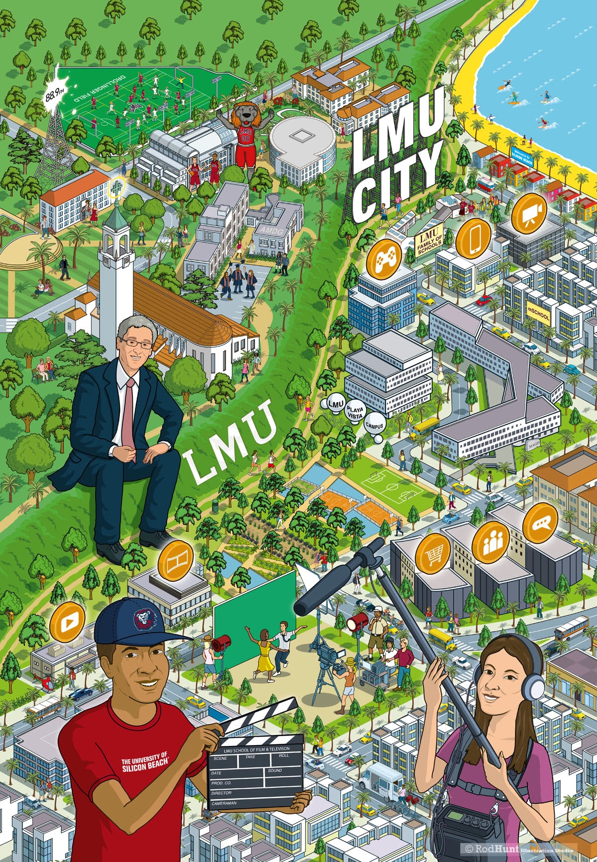 Detailed Isometric Illustration Illustrated Maps By Rod Hunt LMU City University Illustrated Campus Map