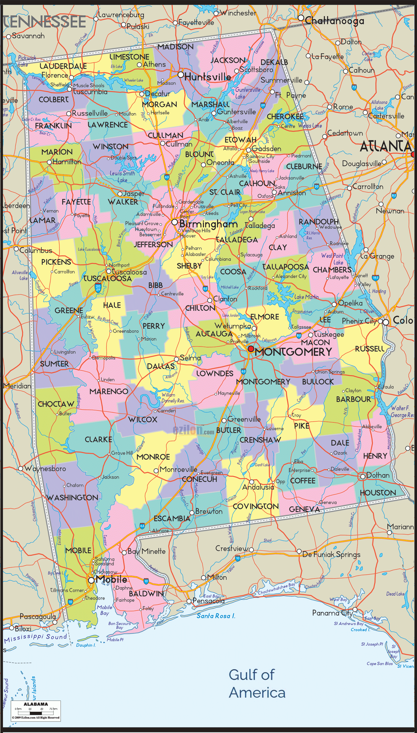 Detailed Map Of Alabama With Cities Counties And Roads Ezilon Maps Detailed Map Of Alabama With Cities Counties And Roads Ezilon Maps