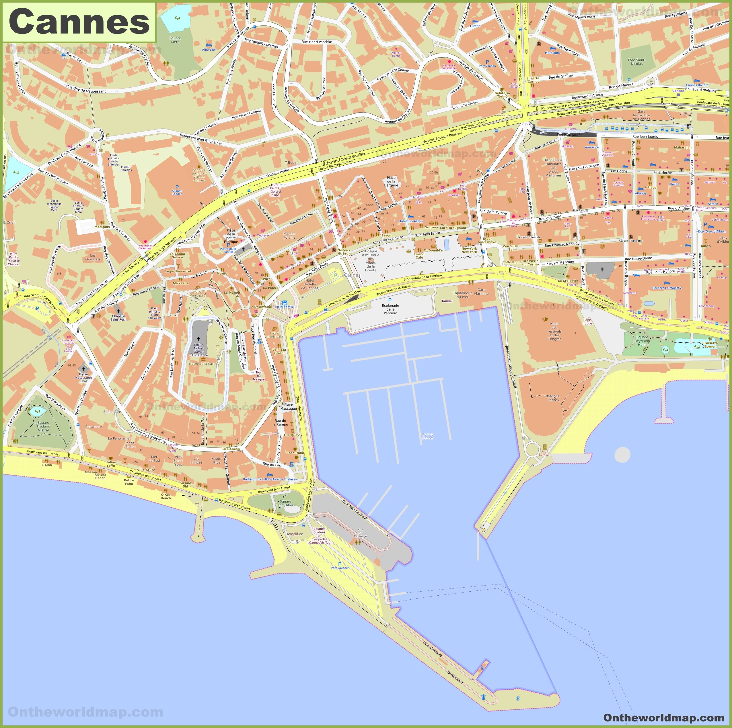 Detailed Map Of Cannes City Centre Ontheworldmap