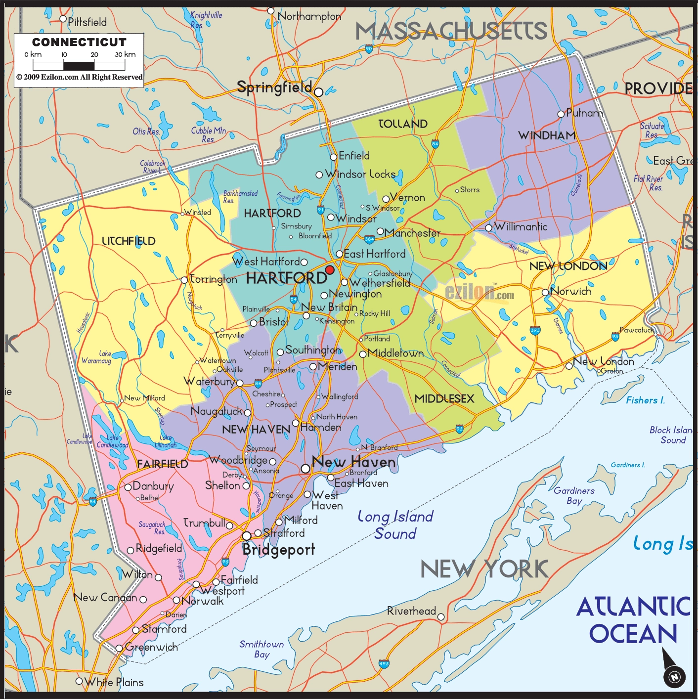Detailed Map Of Connecticut With Cities Counties And Roads Ezilon Maps Detailed Map Of Connecticut With Cities Counties And Roads Ezilon Maps