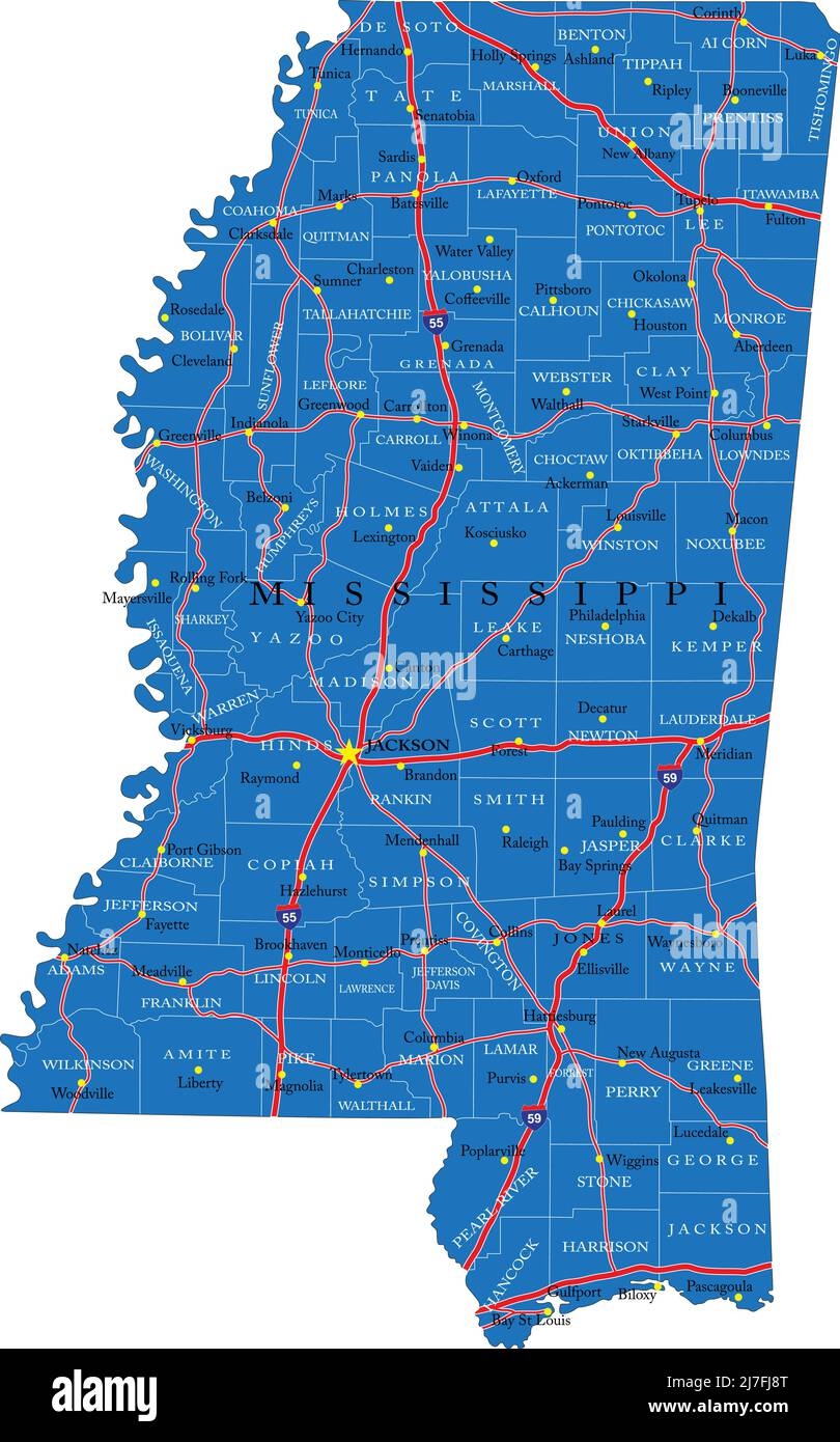mississippi map with cities mississippi map with cities