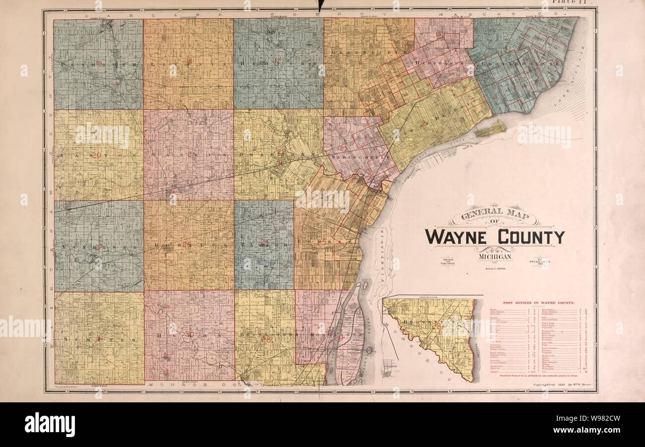 Detailed Official Atlas Of Wayne County Michigan Containing General Maps Of Wayne County And City Of Detroit General Township Maps Also Detail Plats Of All Recorded Subdivisions And Stock Photo Alamy