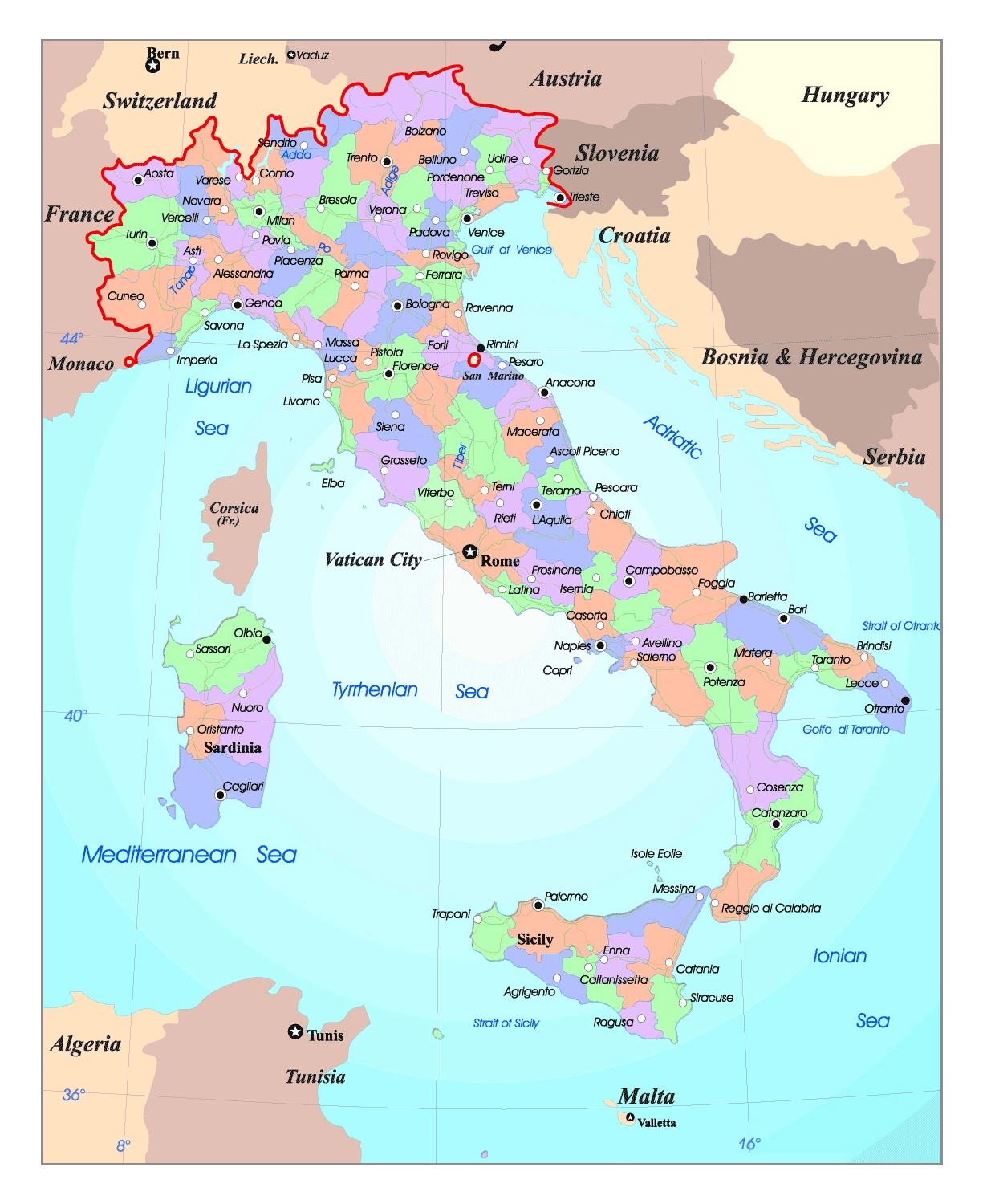 italy map with cities