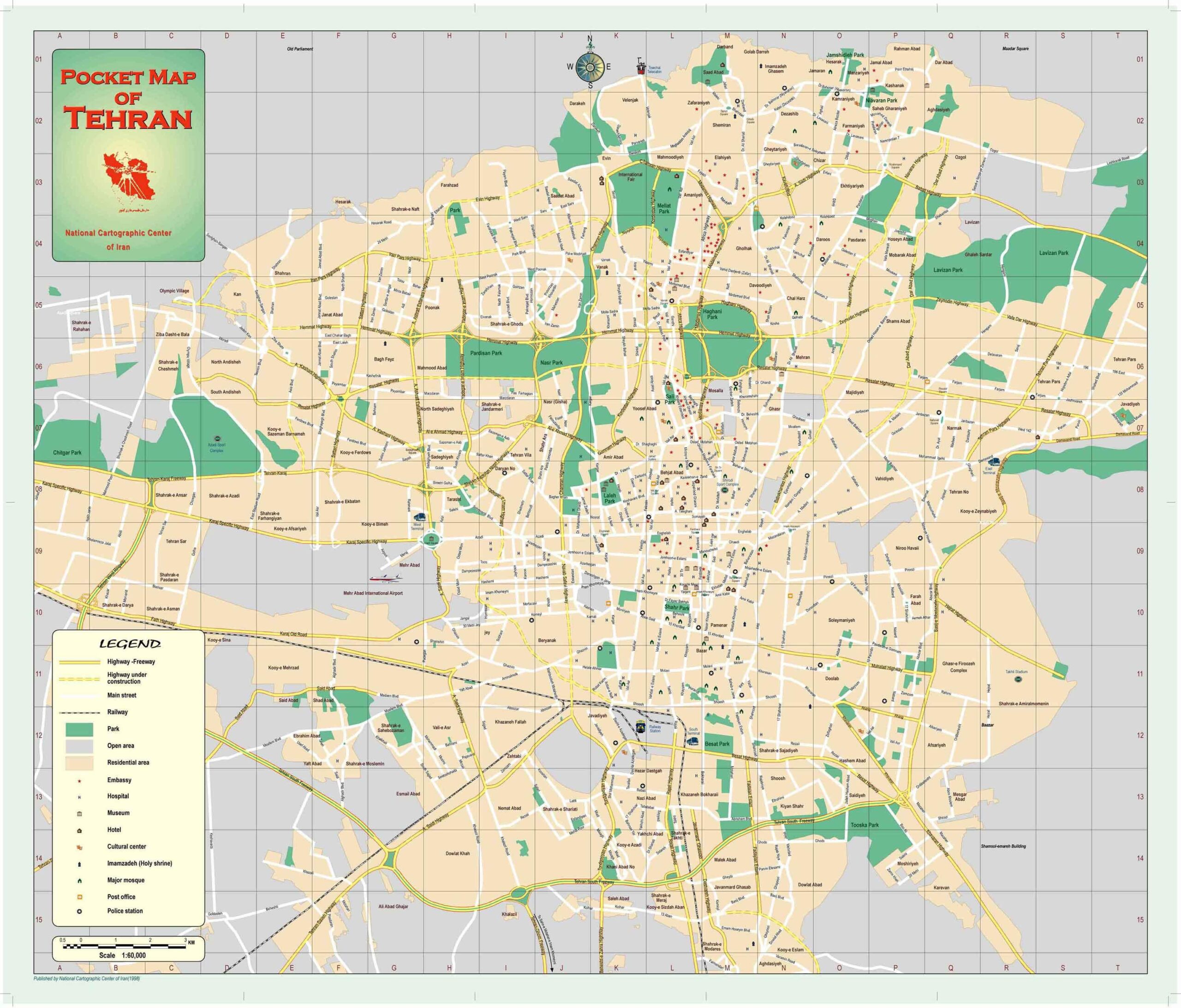 Detailed Road Map Of Tehran City Tehran City Detailed Road Map Vidiani Maps Of All Countries In One Place