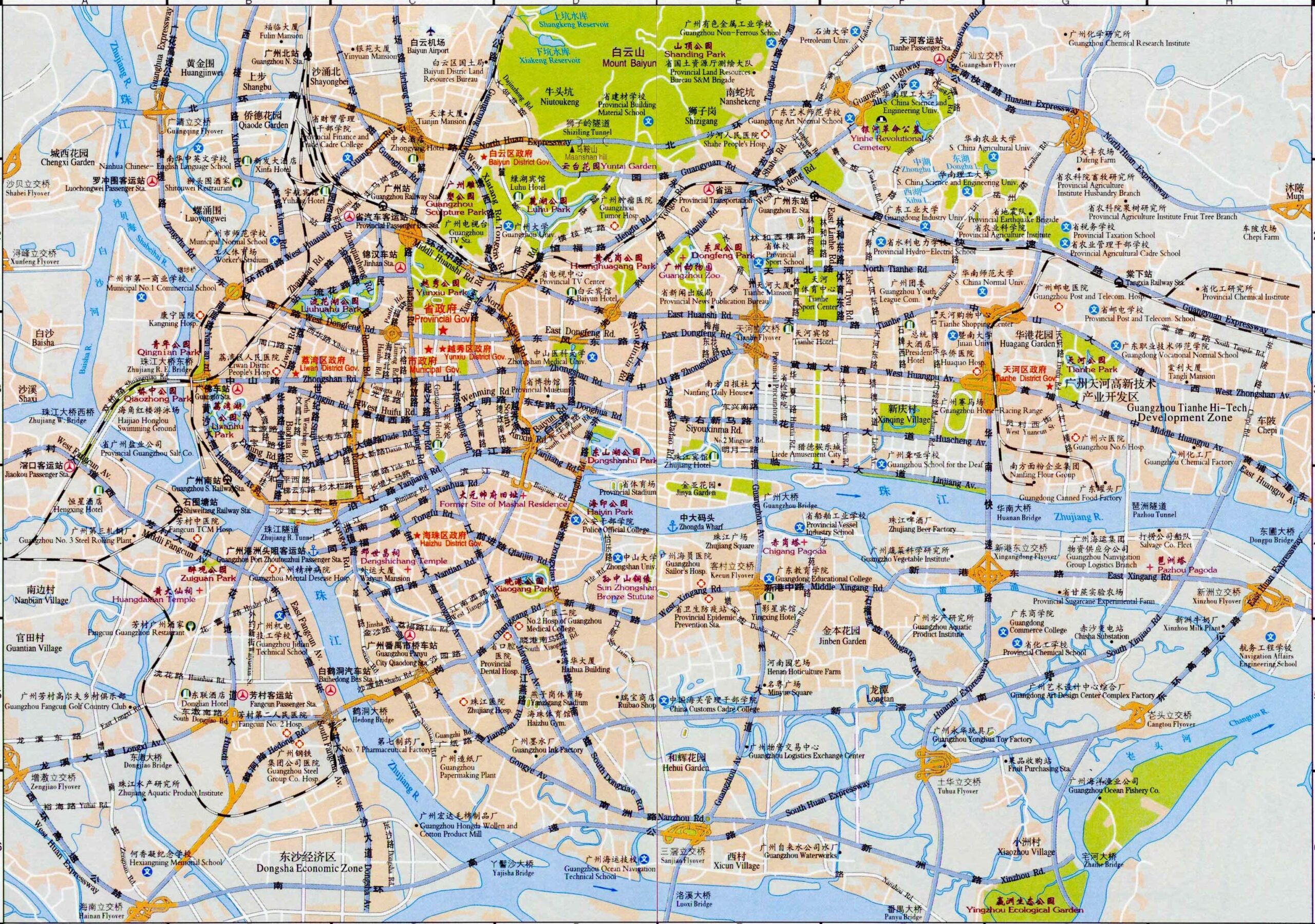Detailed Tourist Map Of Guangzhou City In English Chinese Easy Tour China Detailed Tourist Map Of Guangzhou City In English Chinese Easy Tour China