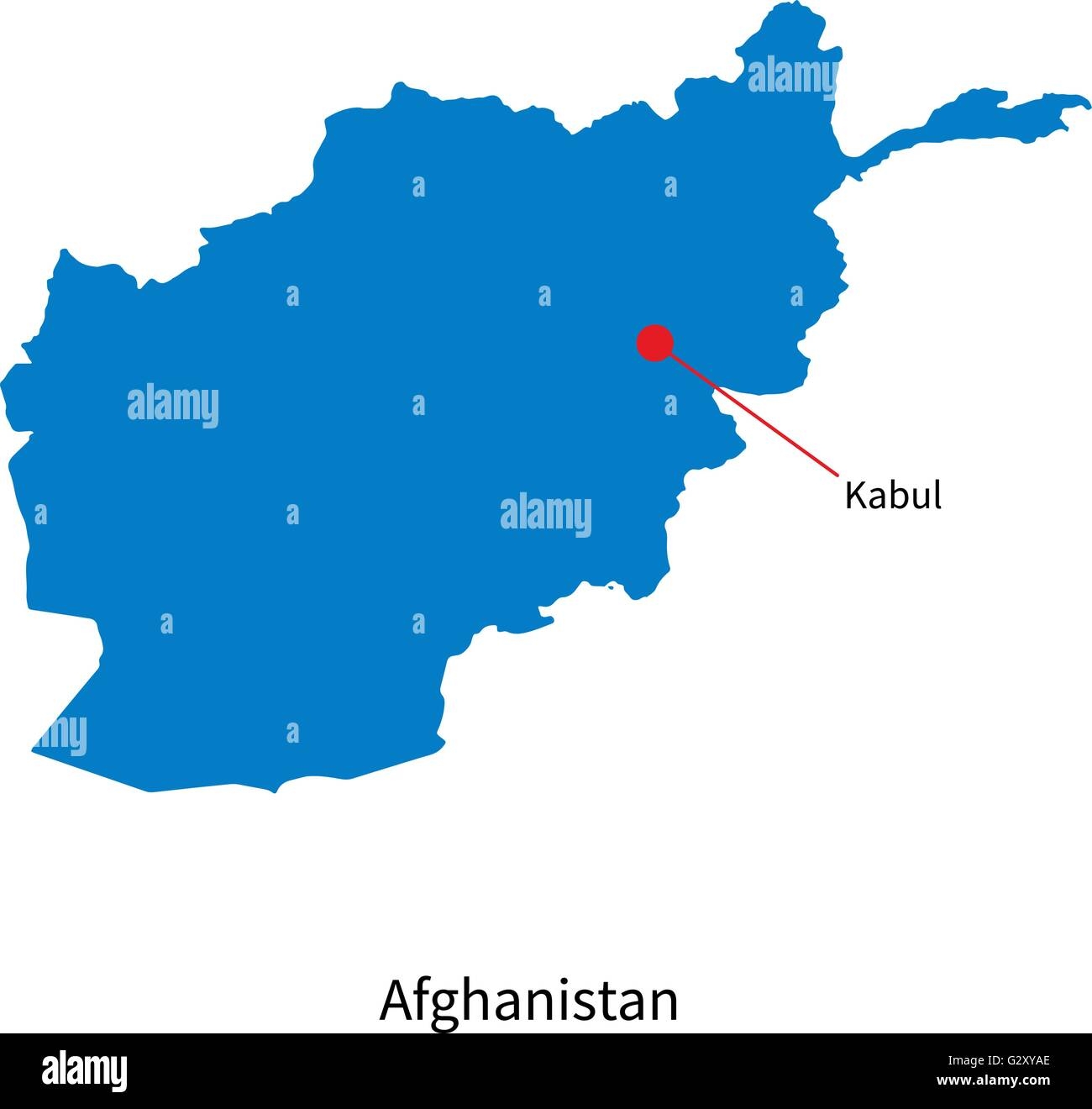 Detailed Vector Map Of Afghanistan And Capital City Kabul Stock Vector Image Art Alamy