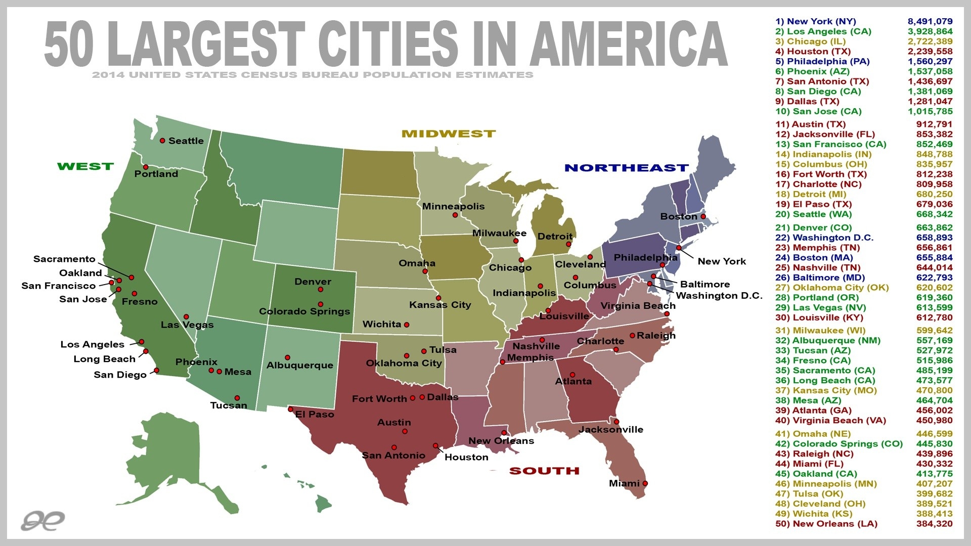 map of biggest cities in us