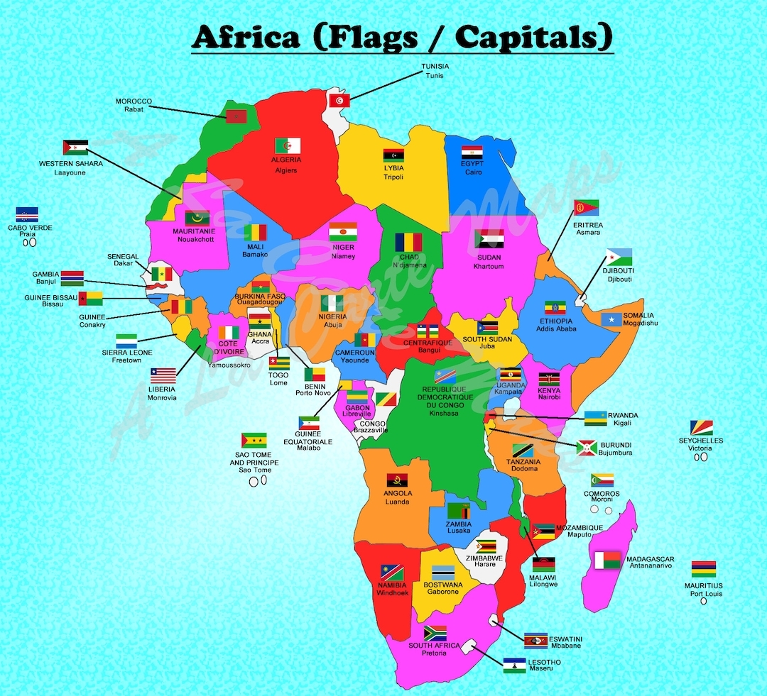 Digital Map Of All African Countries With Their Flags And Their Capital Cities Etsy Digital Map Of All African Countries With Their Flags And Their Capital Cities Etsy