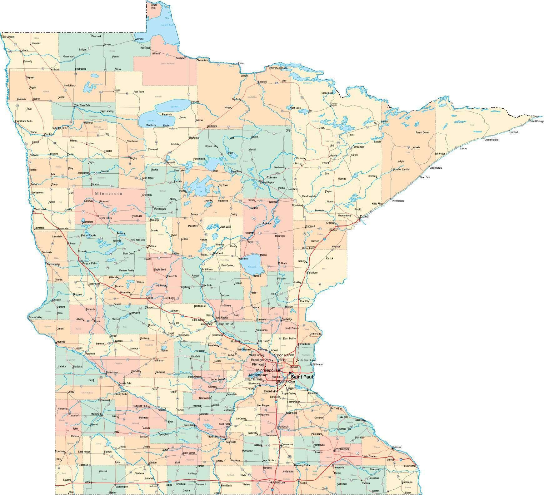 Digital Minnesota State Map In Multi Color Fit Together Style To Match Other States Digital Minnesota State Map In Multi Color Fit Together Style To Match Other States