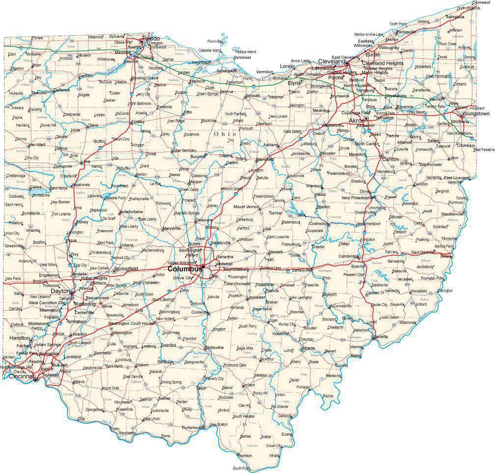 Digital Ohio Fit Together Style To Fit Exactly With Adjacent States OH USA 311908