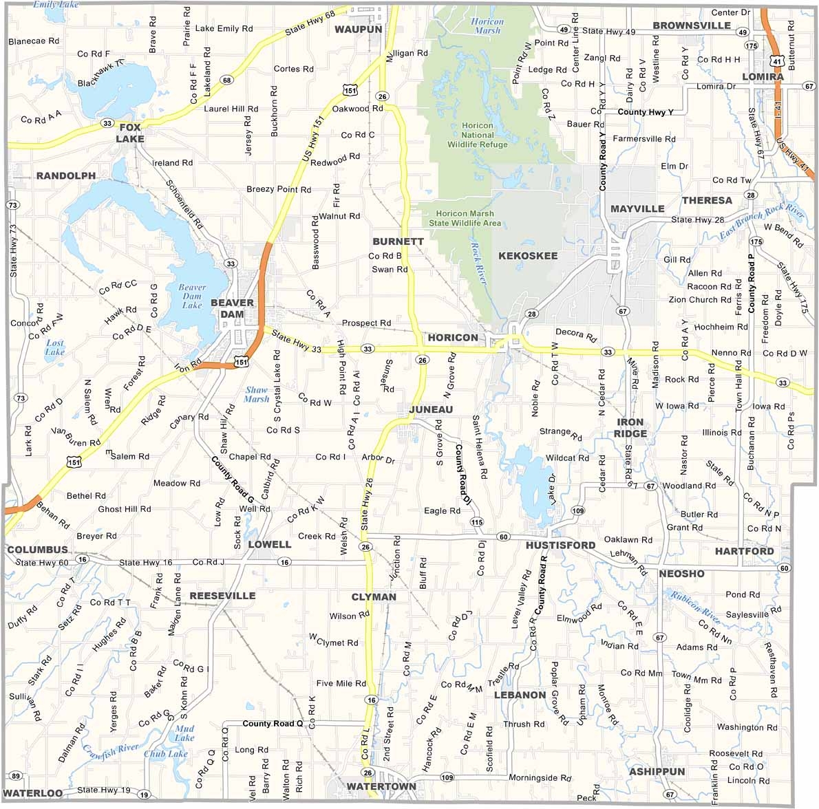 Dodge County Map Wisconsin US County Maps