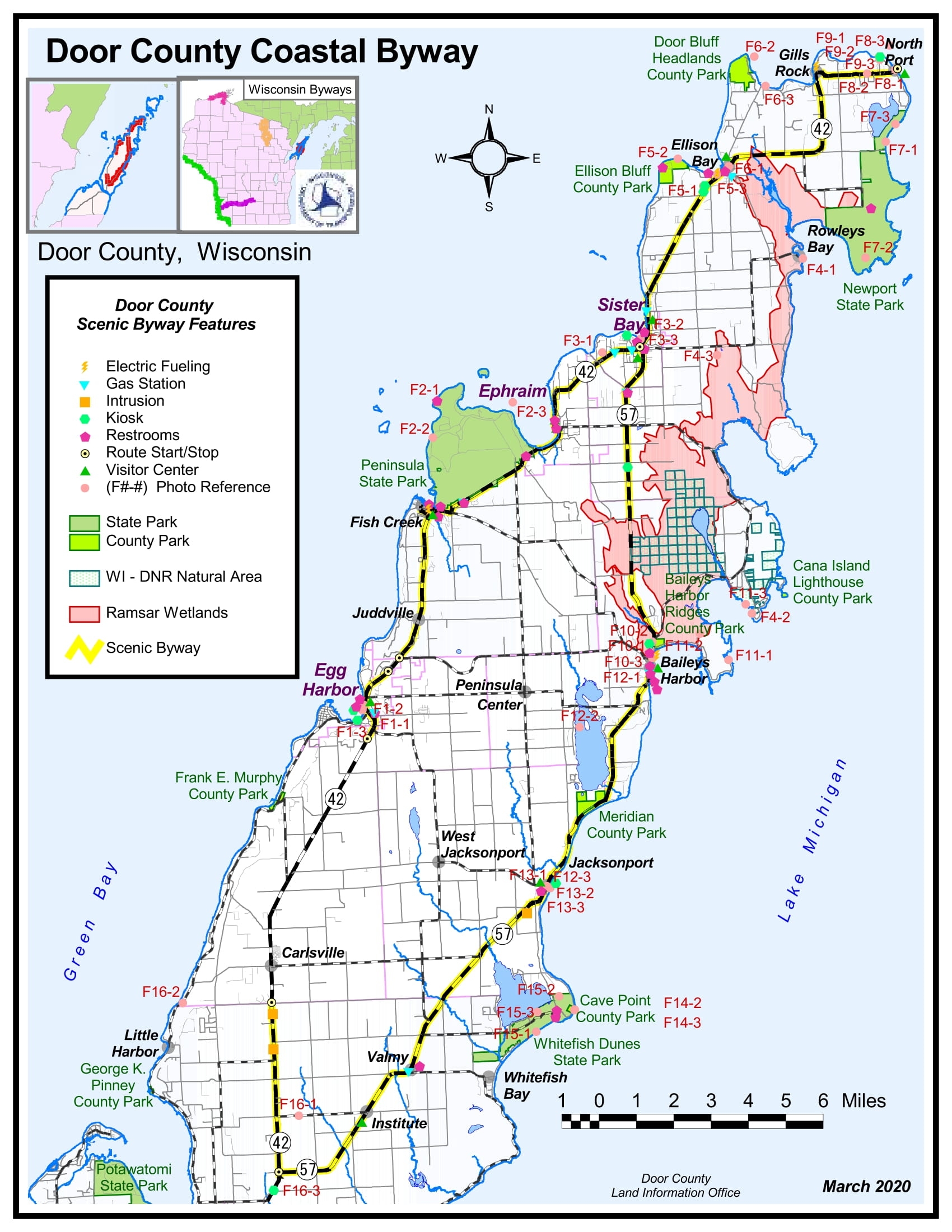 Door County Coastal Byway Map America s Byways Door County Coastal Byway Map America s Byways