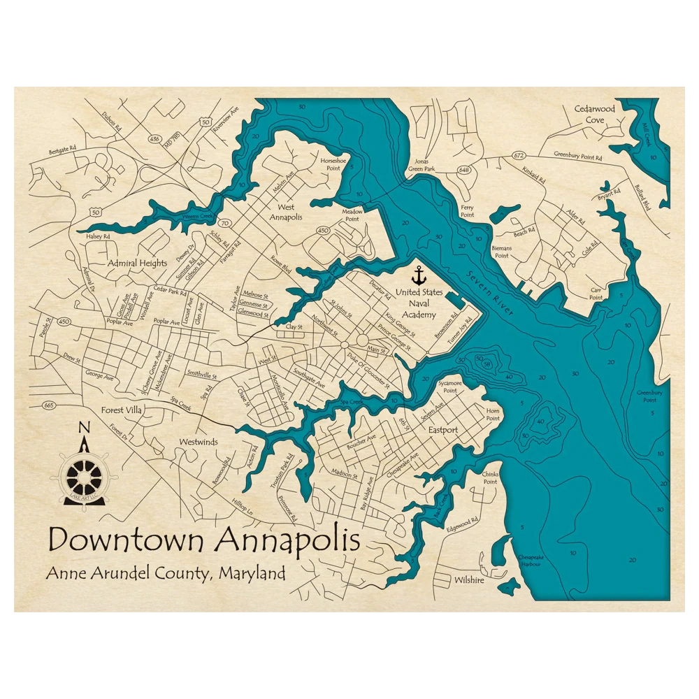 Downtown Annapolis Maryland 3D Custom Wood Map Lake Art LLC Downtown Annapolis Maryland 3D Custom Wood Map Lake Art LLC
