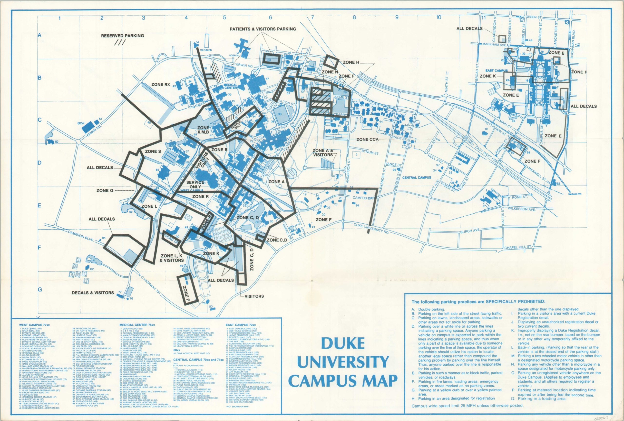 Duke University Campus Map Curtis Wright Maps