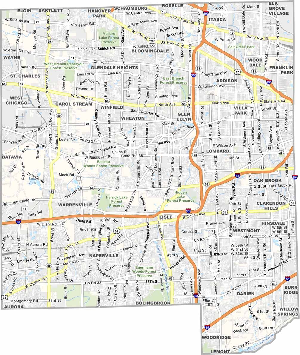 dupage county illinois map