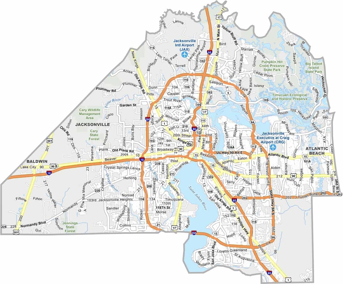 Duval County Map Florida US County Maps