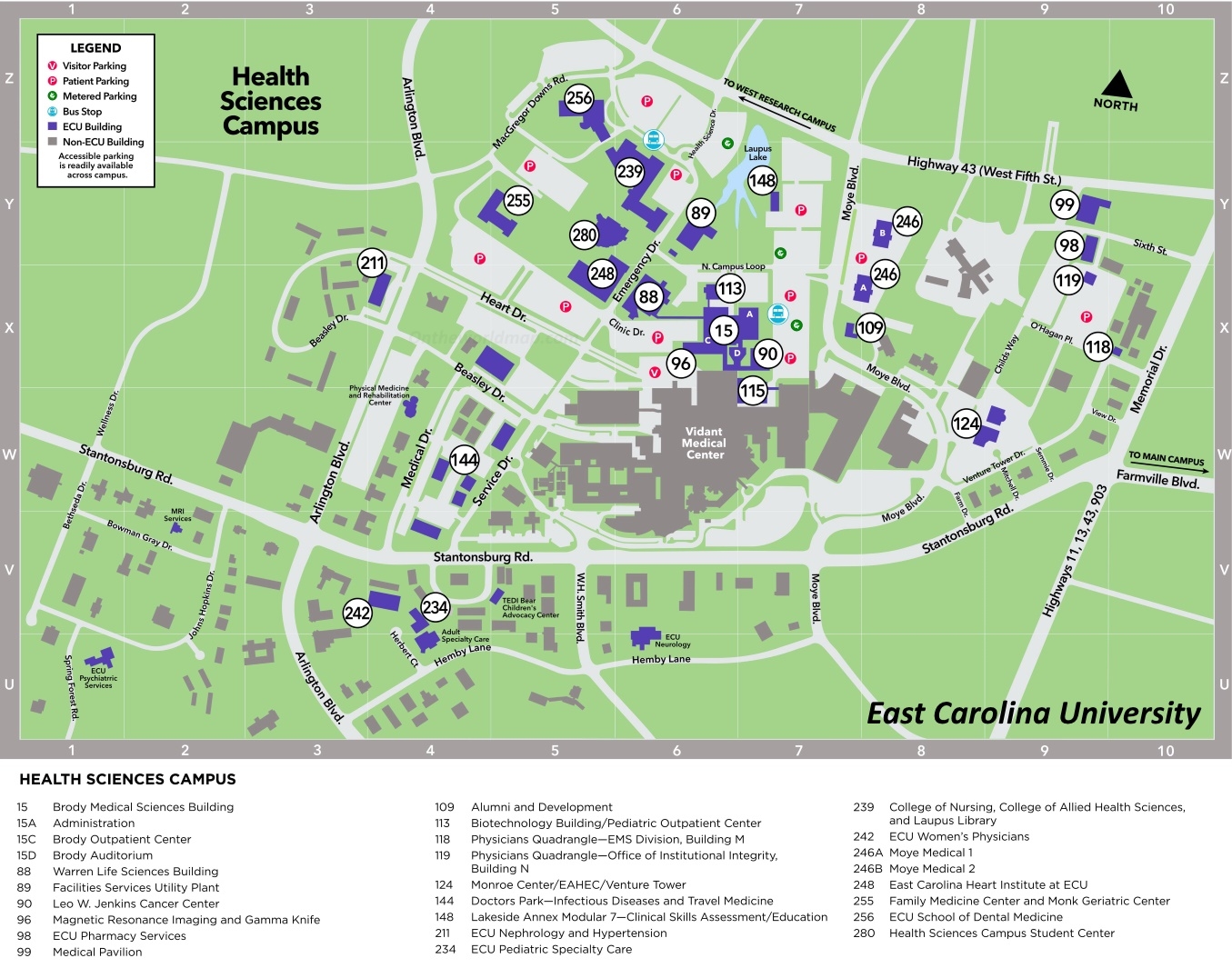 East Carolina University Health Sciences Campus Map Ontheworldmap East Carolina University Health Sciences Campus Map Ontheworldmap