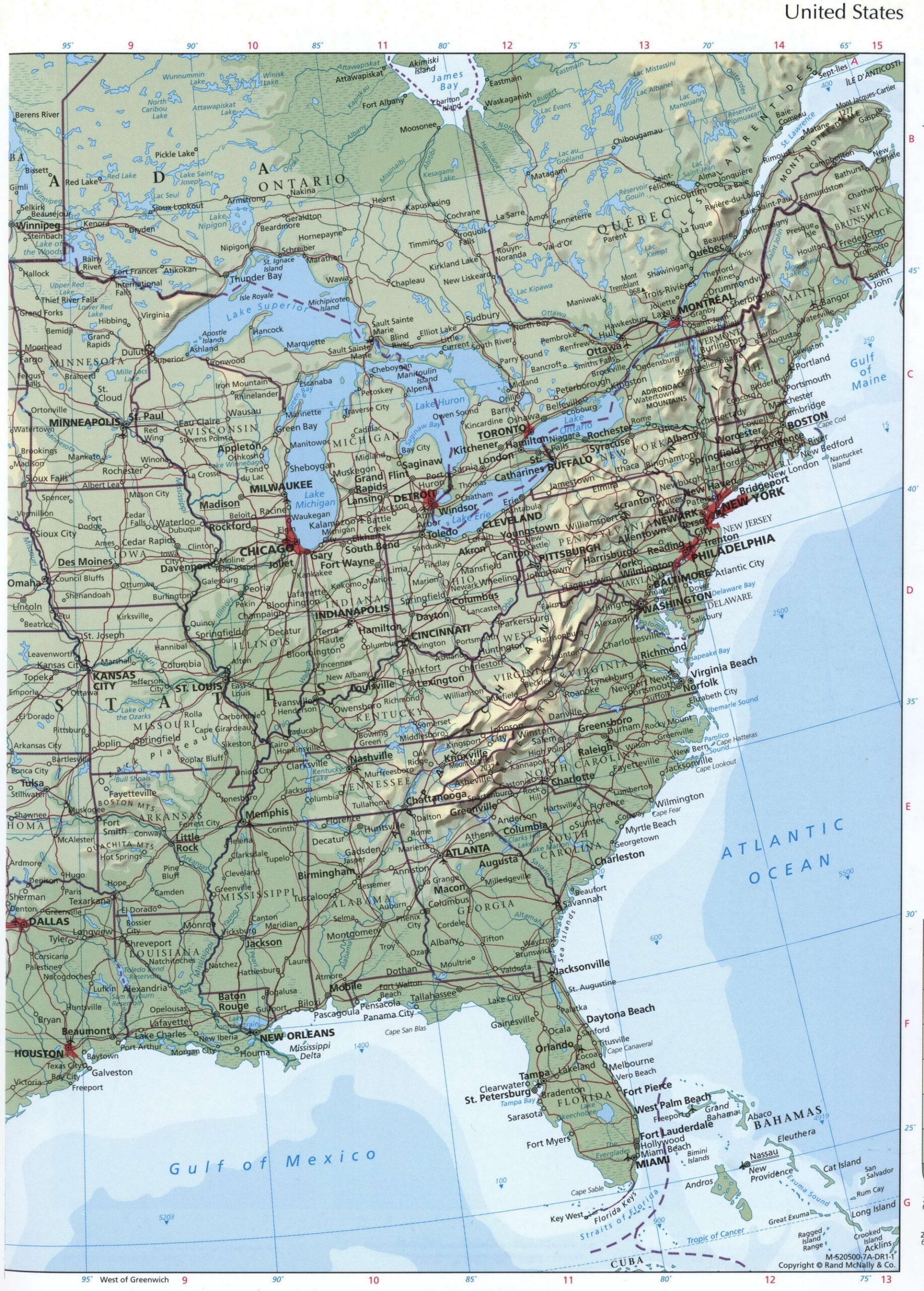 printable map of east coast of united states