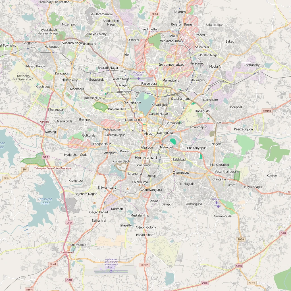 Editable City Map Of Hyderabad Map Illustrators