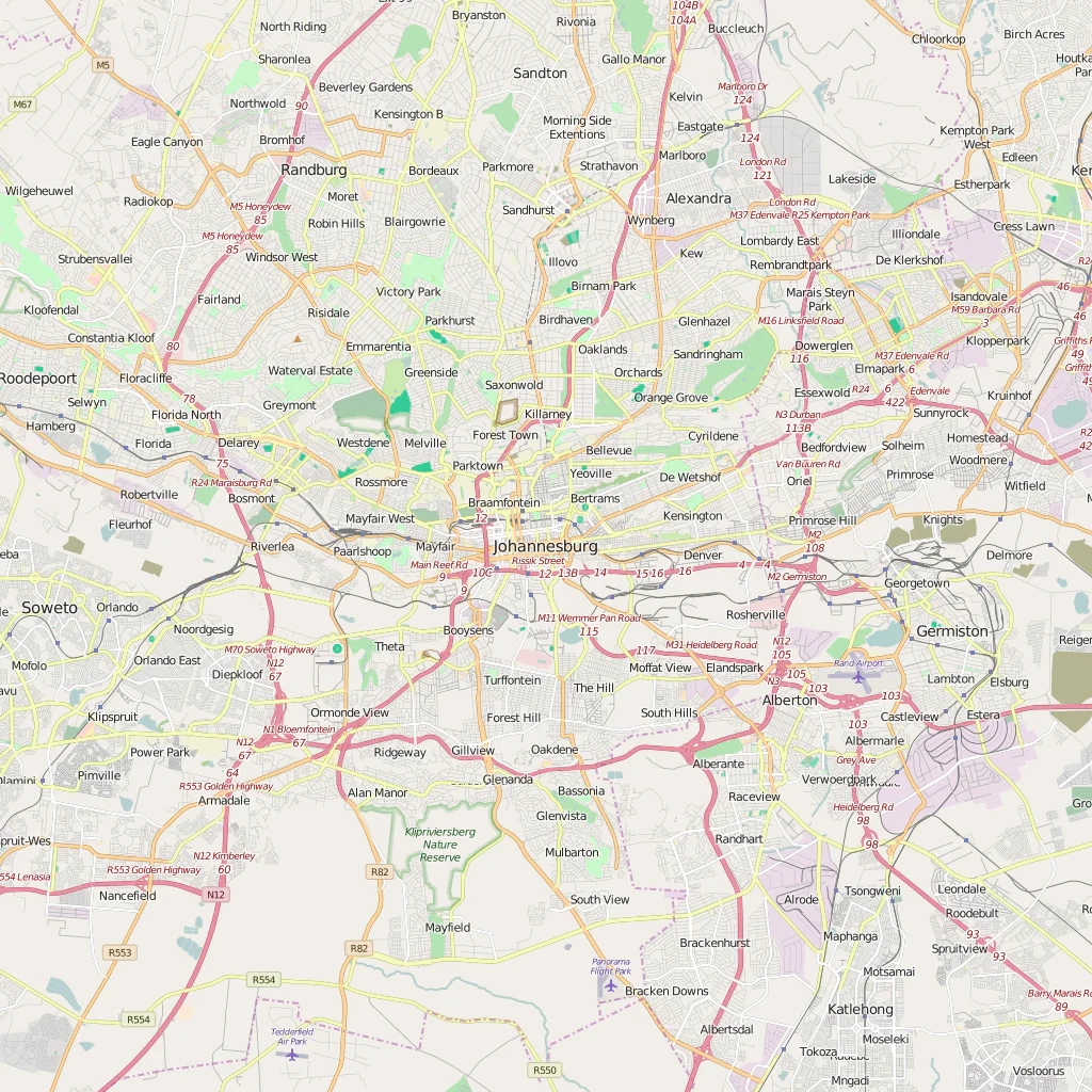 map of johannesburg city map of johannesburg city