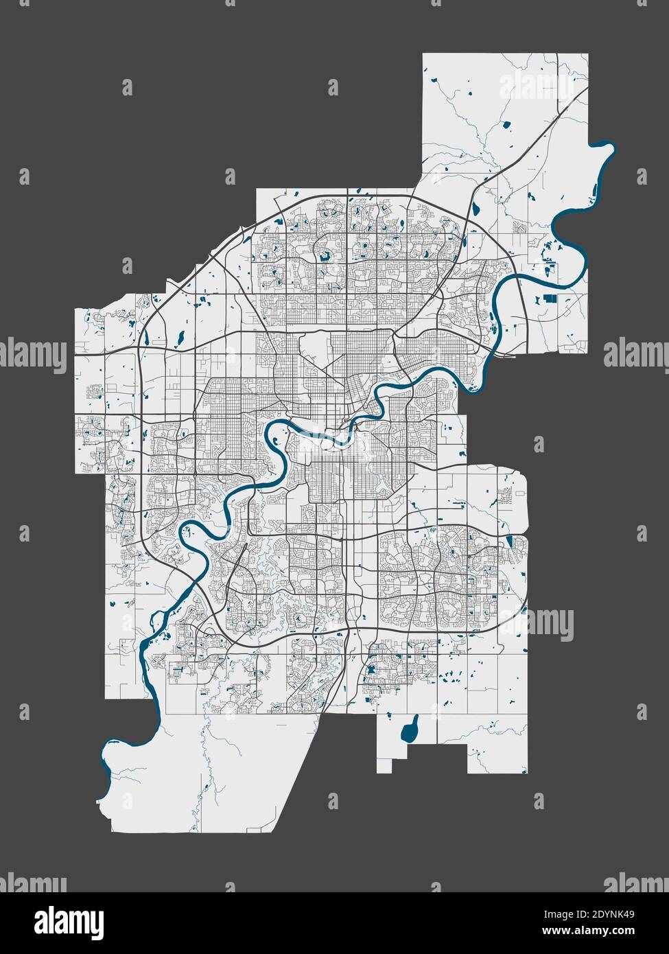 Edmonton Map Detailed Map Of Edmonton City Administrative Area Cityscape Panorama Royalty Free Vector Illustration Linear Outline Map With Highway Stock Vector Image Art Alamy