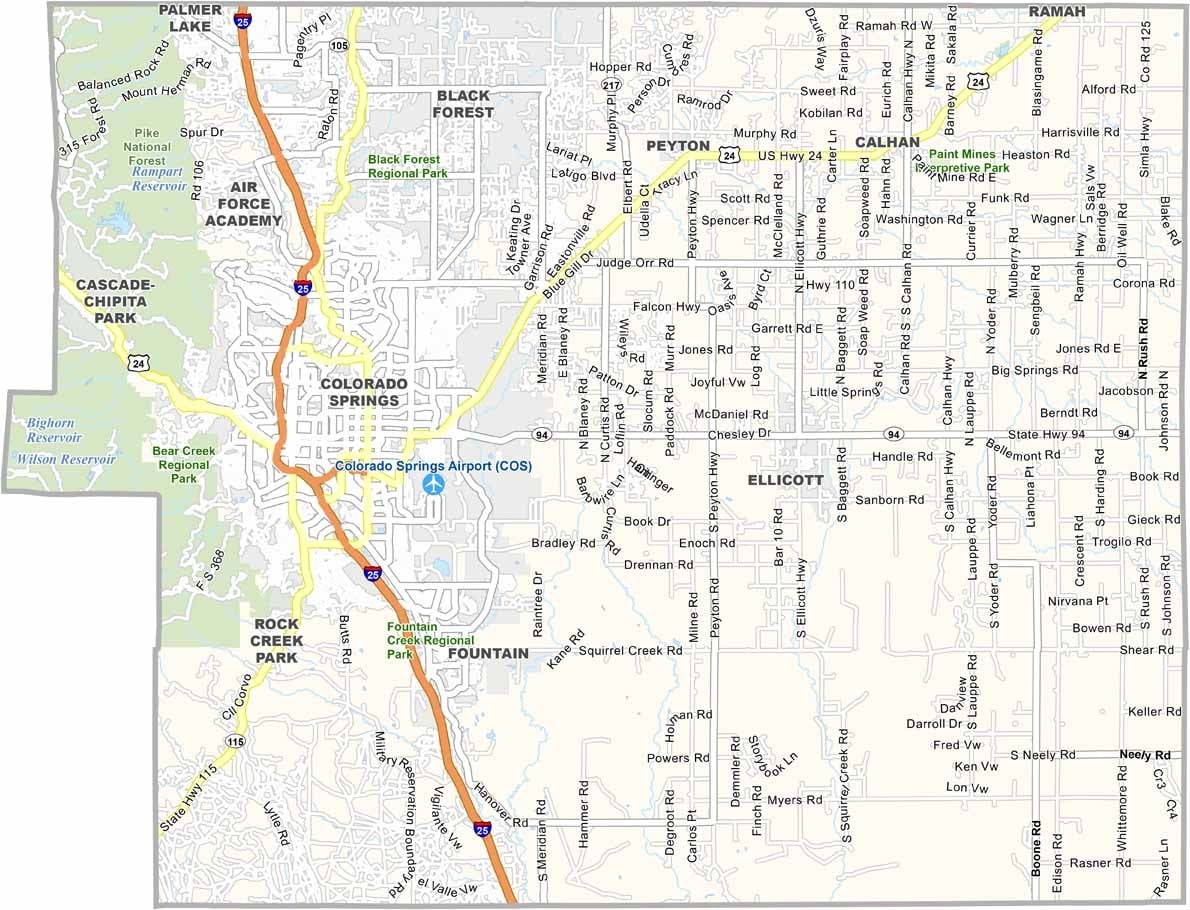El Paso County Map Colorado US County Maps