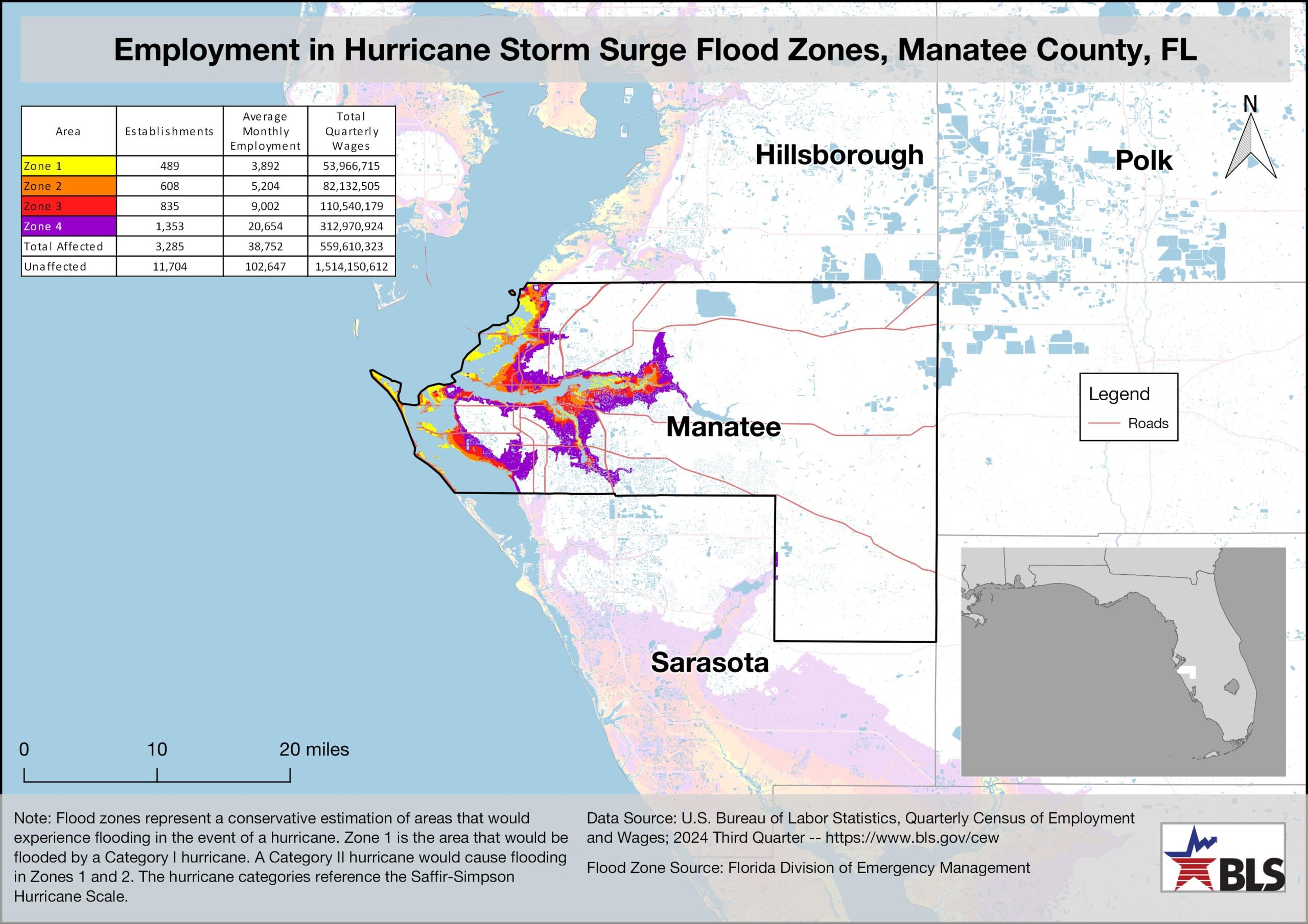 Employment Wages And Establishment Counts In Hurricane Flood Zones U S Bureau Of Labor Statistics