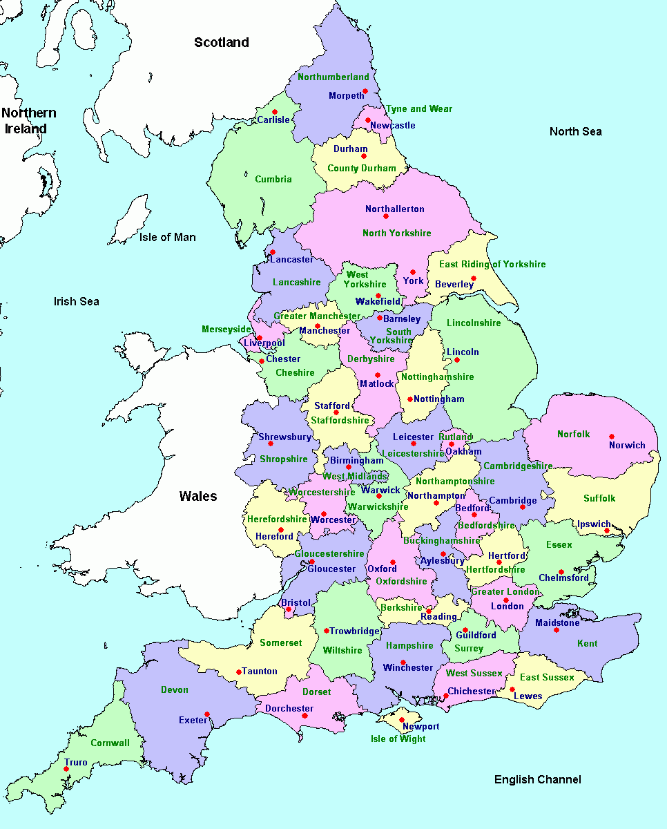 uk map including counties