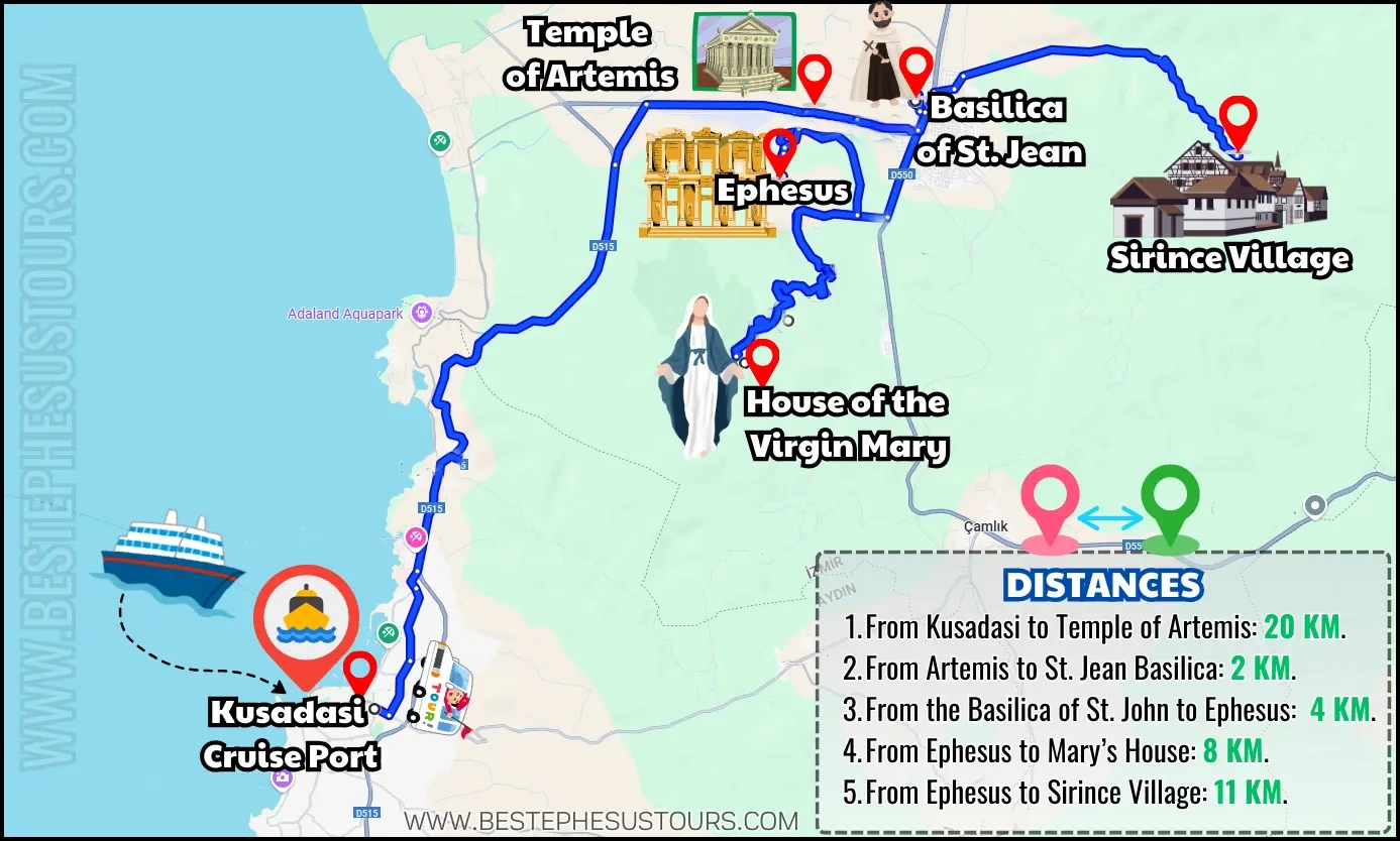 map of ephesus city turkey