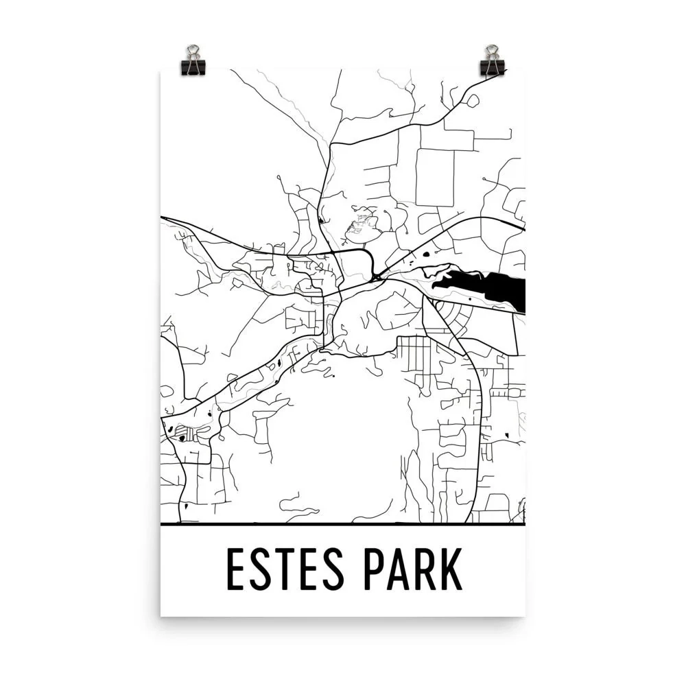 Estes Park Colorado Street Map Poster Wall Print By Modern Map Art Estes Park Colorado Street Map Poster Wall Print By Modern Map Art