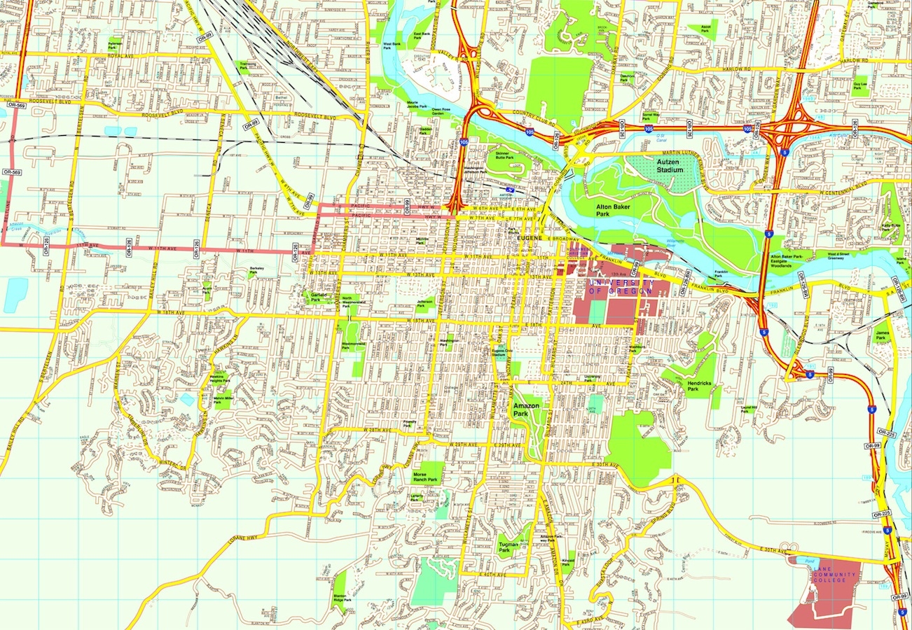 eugene city map