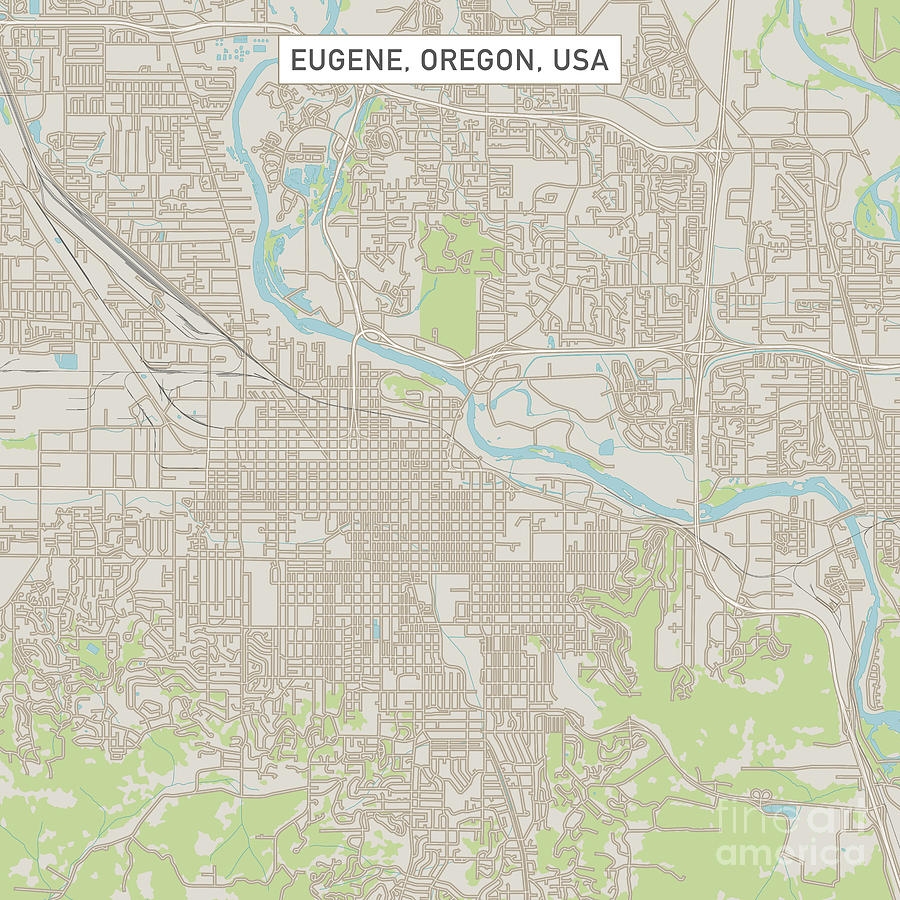 Eugene Oregon US City Street Map Digital Art By Frank Ramspott Fine Art America