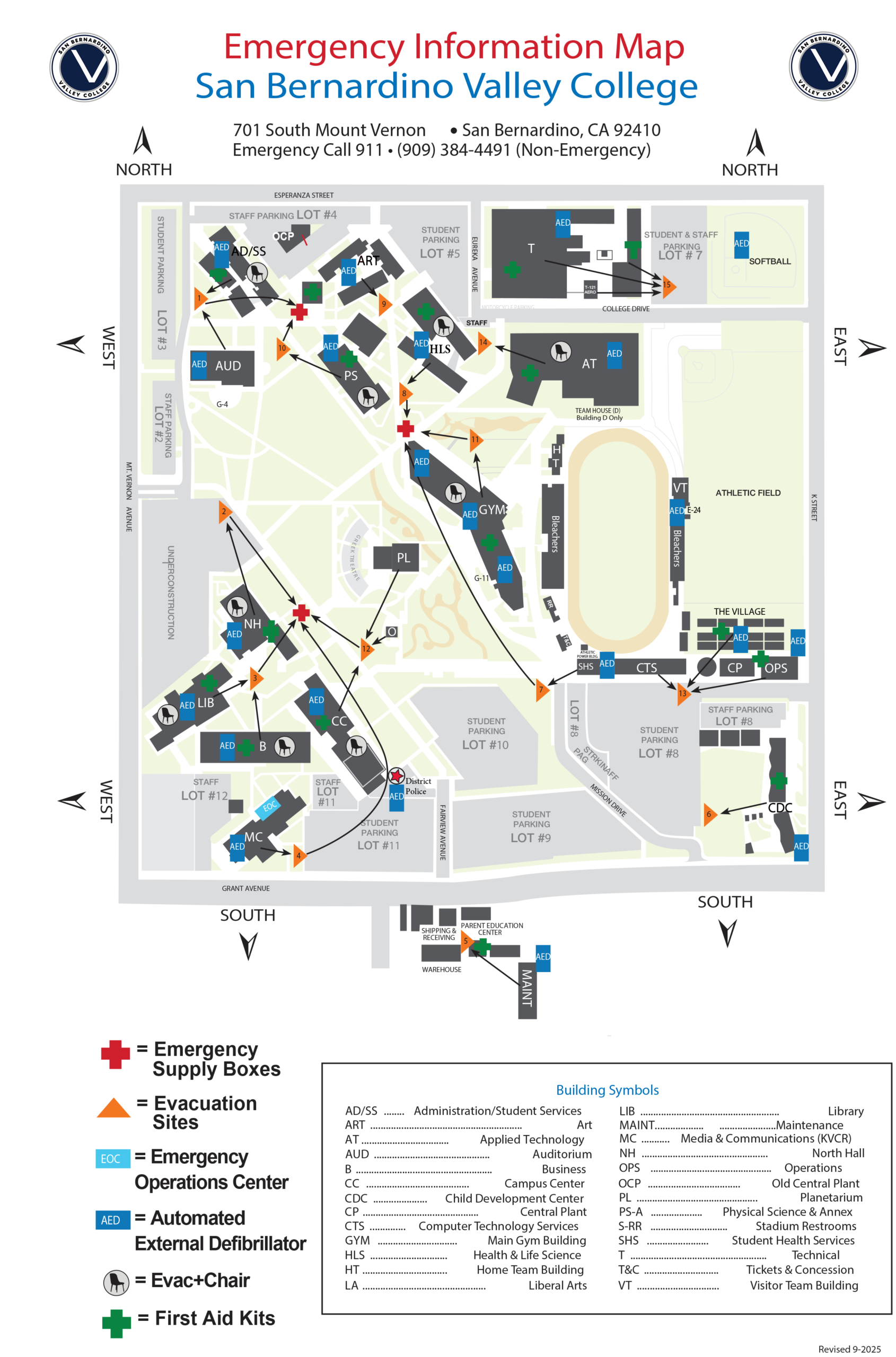 Evacuation Map San Bernardino Valley College