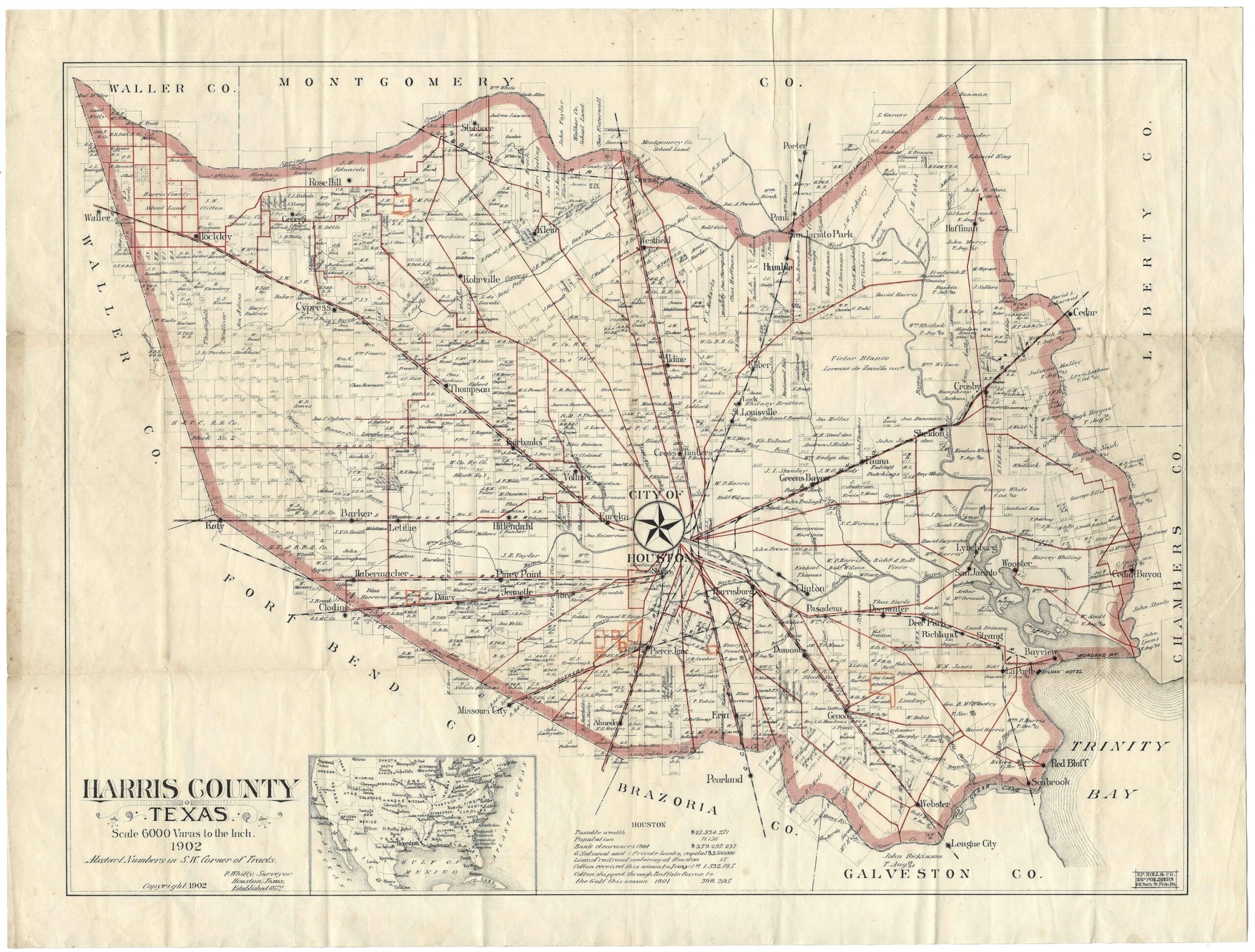 Extremely Rare 1902 Promotional Map Of Harris County Texas Rare Antique Maps Extremely Rare 1902 Promotional Map Of Harris County Texas Rare Antique Maps