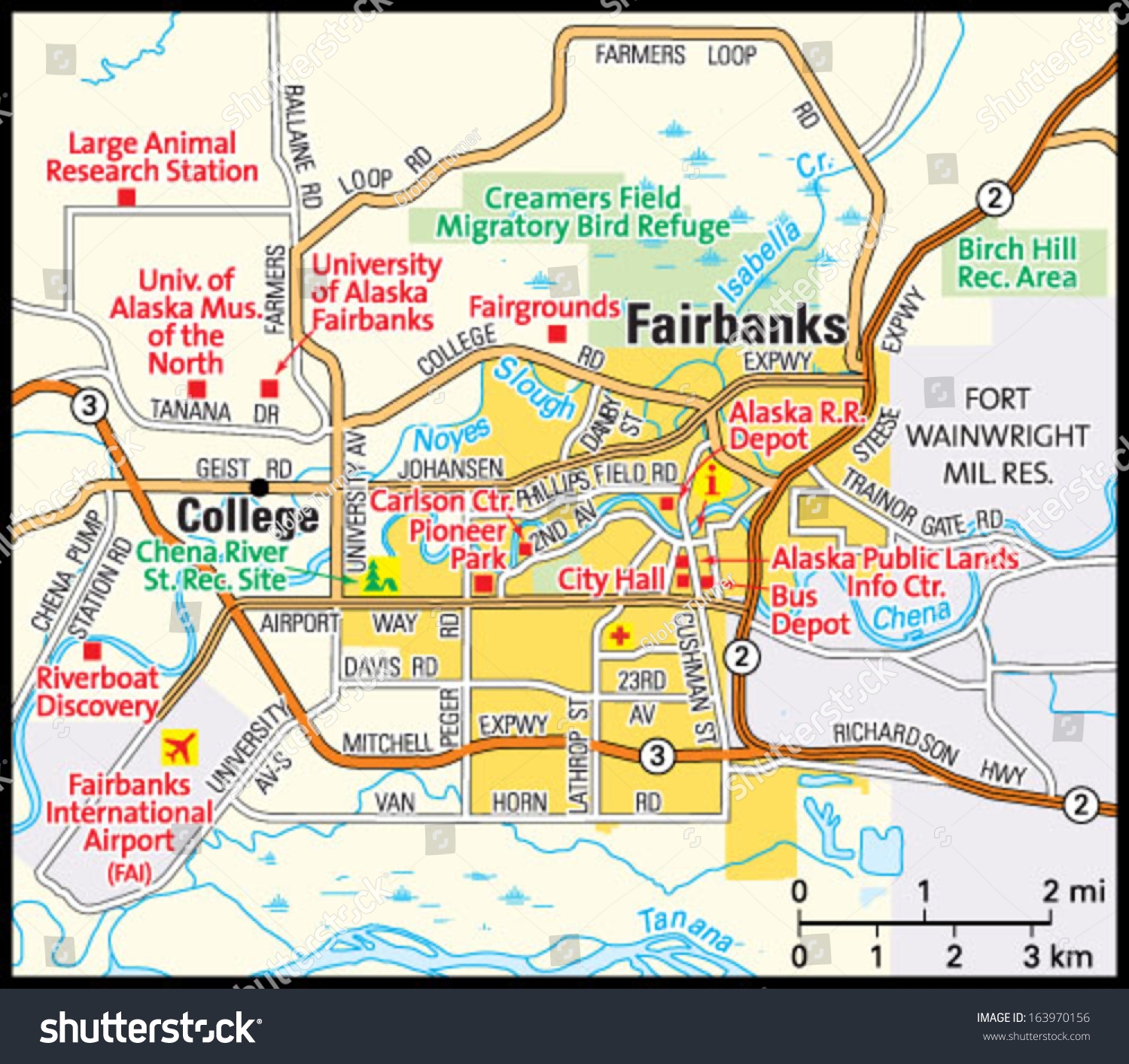 Fairbanks Alaska Area Map Stock Vector Royalty Free 163970156 Shutterstock
